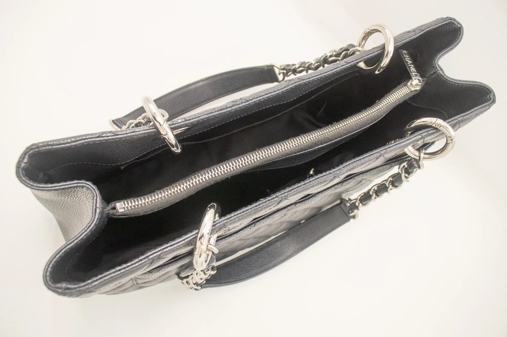 CHANEL Caviar GST 13" Grand Shopping Tote Chain Shoulder Bag Black