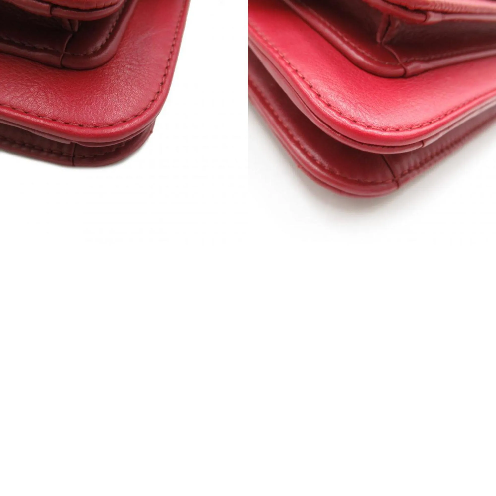 CHANEL Chain Shoulder Bag Calfskin (Cowhide) Caviar Skin (Grained Calfskin) Women's Red