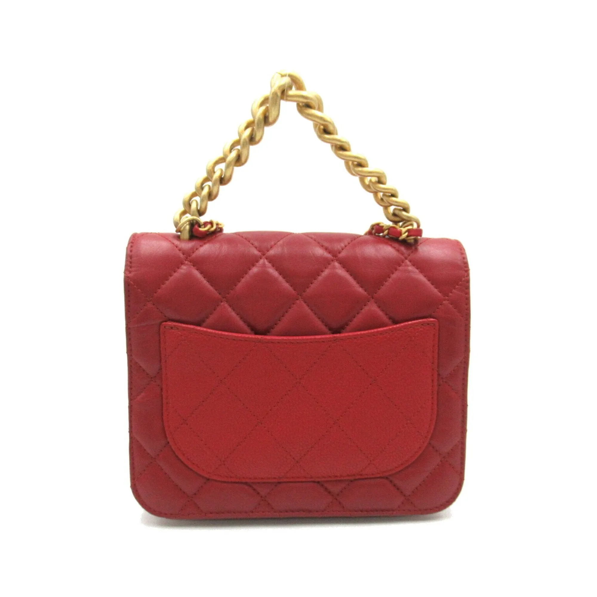 CHANEL Chain Shoulder Bag Calfskin (Cowhide) Caviar Skin (Grained Calfskin) Women's Red