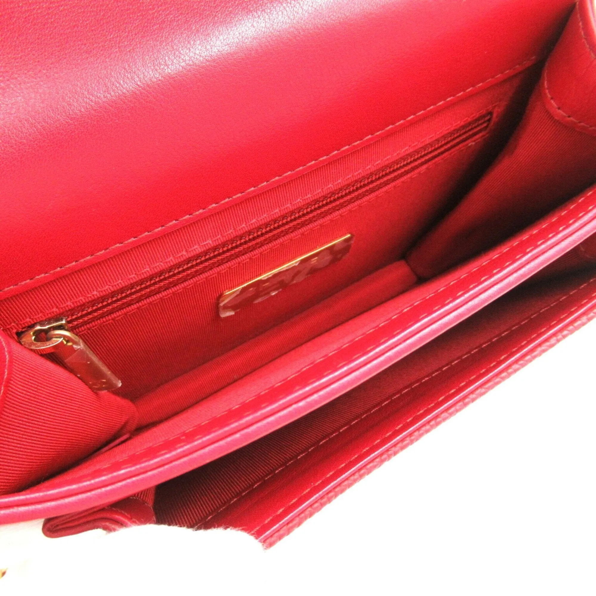 CHANEL Chain Shoulder Bag Calfskin (Cowhide) Caviar Skin (Grained Calfskin) Women's Red