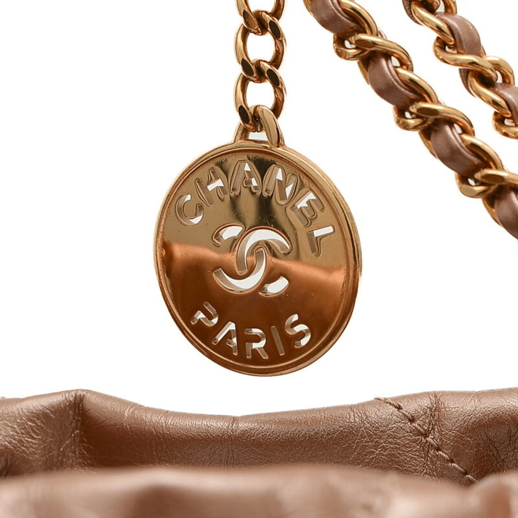 CHANEL Chanel 22 Chain Shoulder Bag Shiny Calfskin Pink AS3980