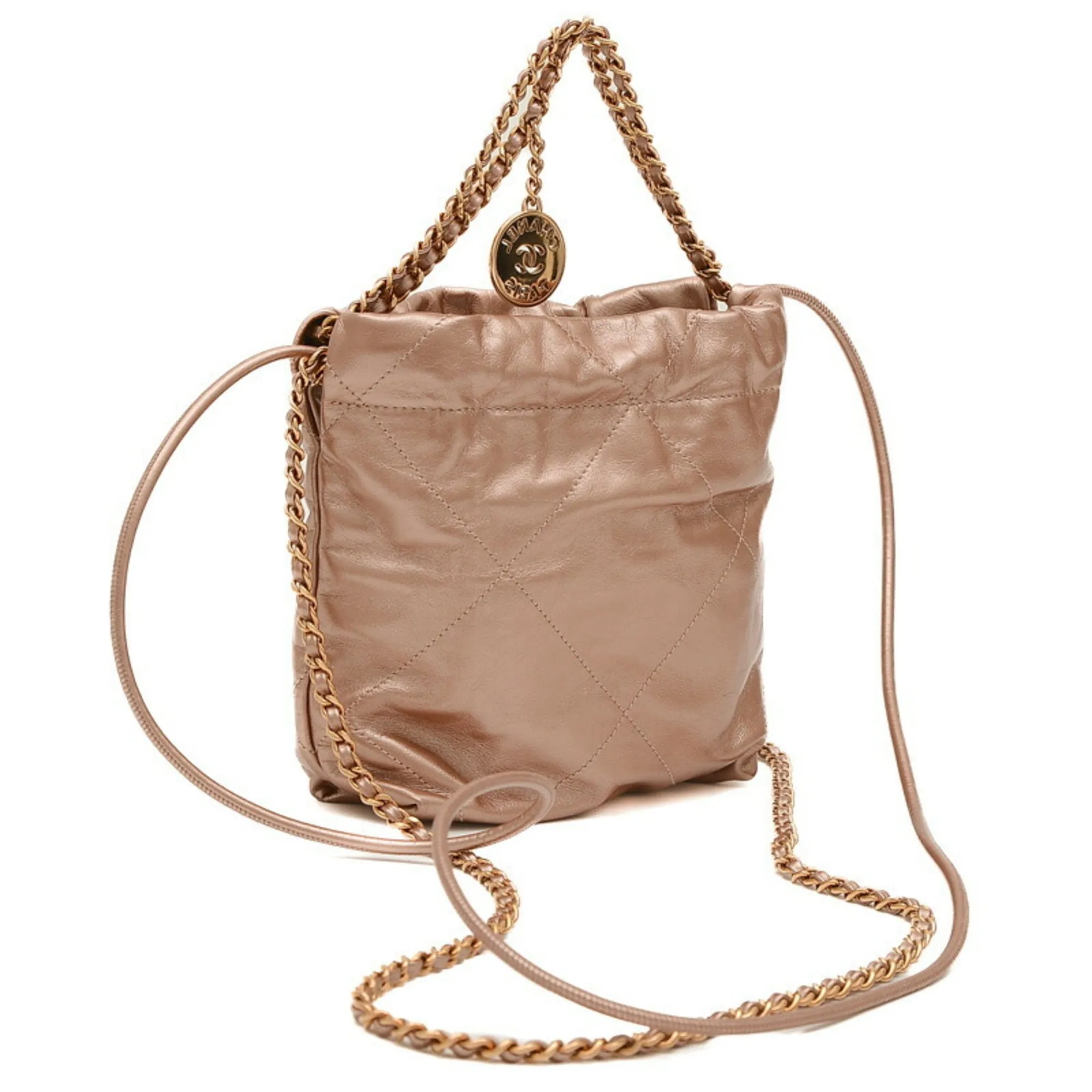 CHANEL Chanel 22 Chain Shoulder Bag Shiny Calfskin Pink AS3980