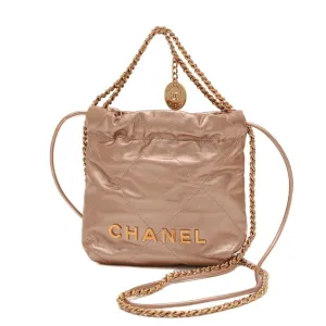 CHANEL Chanel 22 Chain Shoulder Bag Shiny Calfskin Pink AS3980