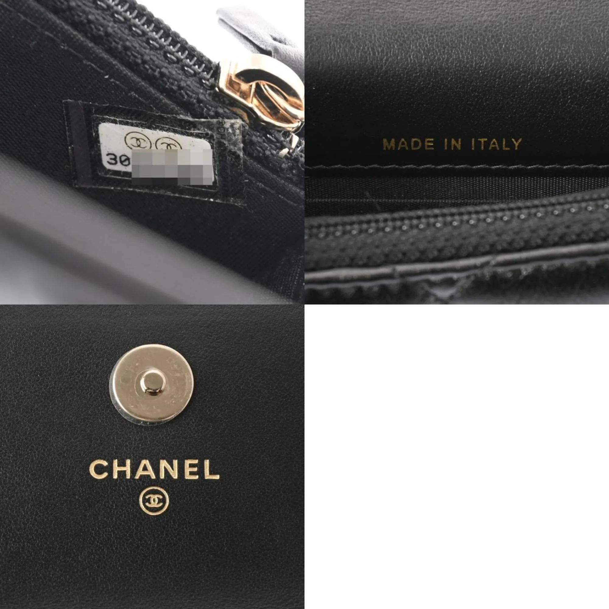 CHANEL Chanel Matelasse Pearl Chain Shoulder Black Champagne AP1839 Women's Lambskin Bag