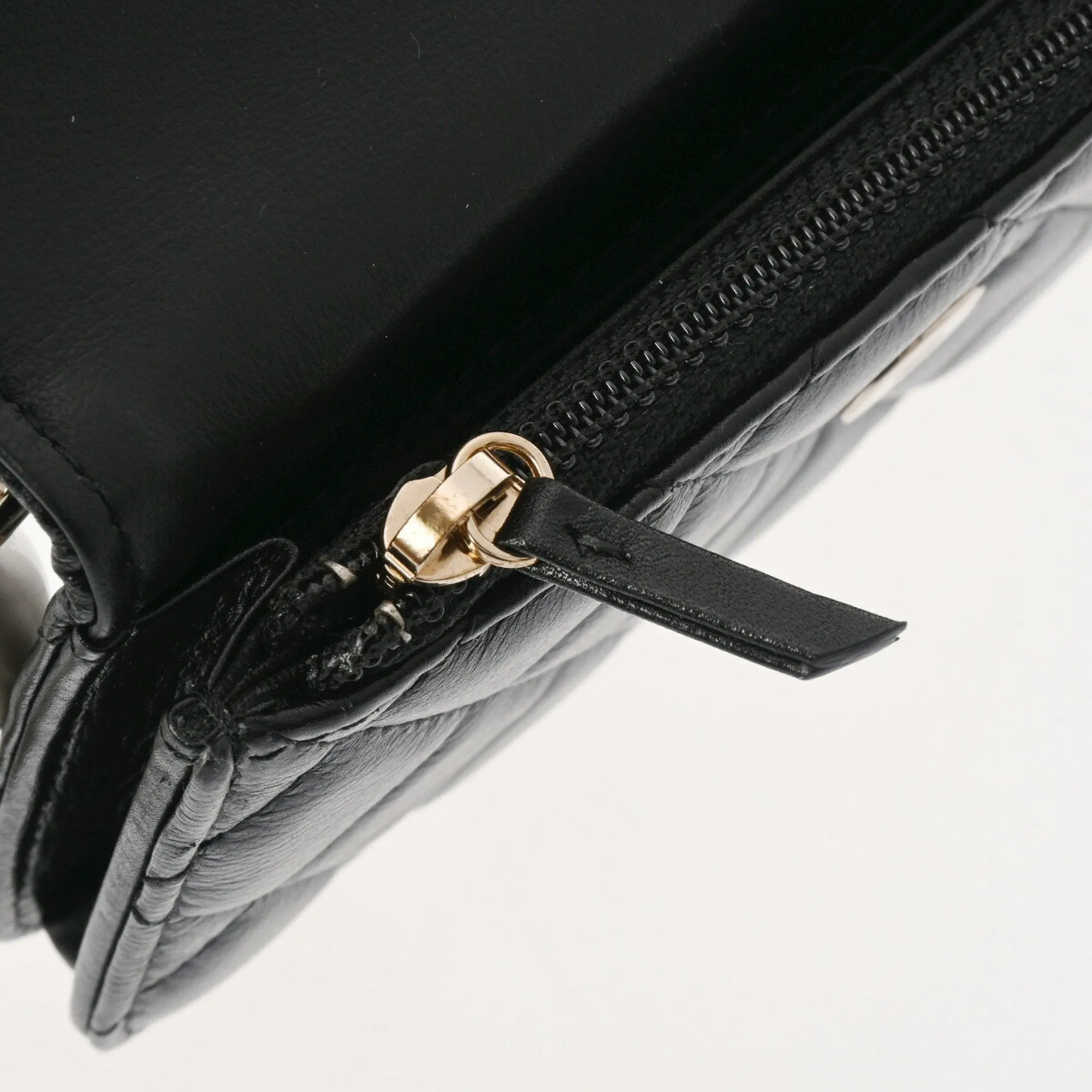CHANEL Chanel Matelasse Pearl Chain Shoulder Black Champagne AP1839 Women's Lambskin Bag