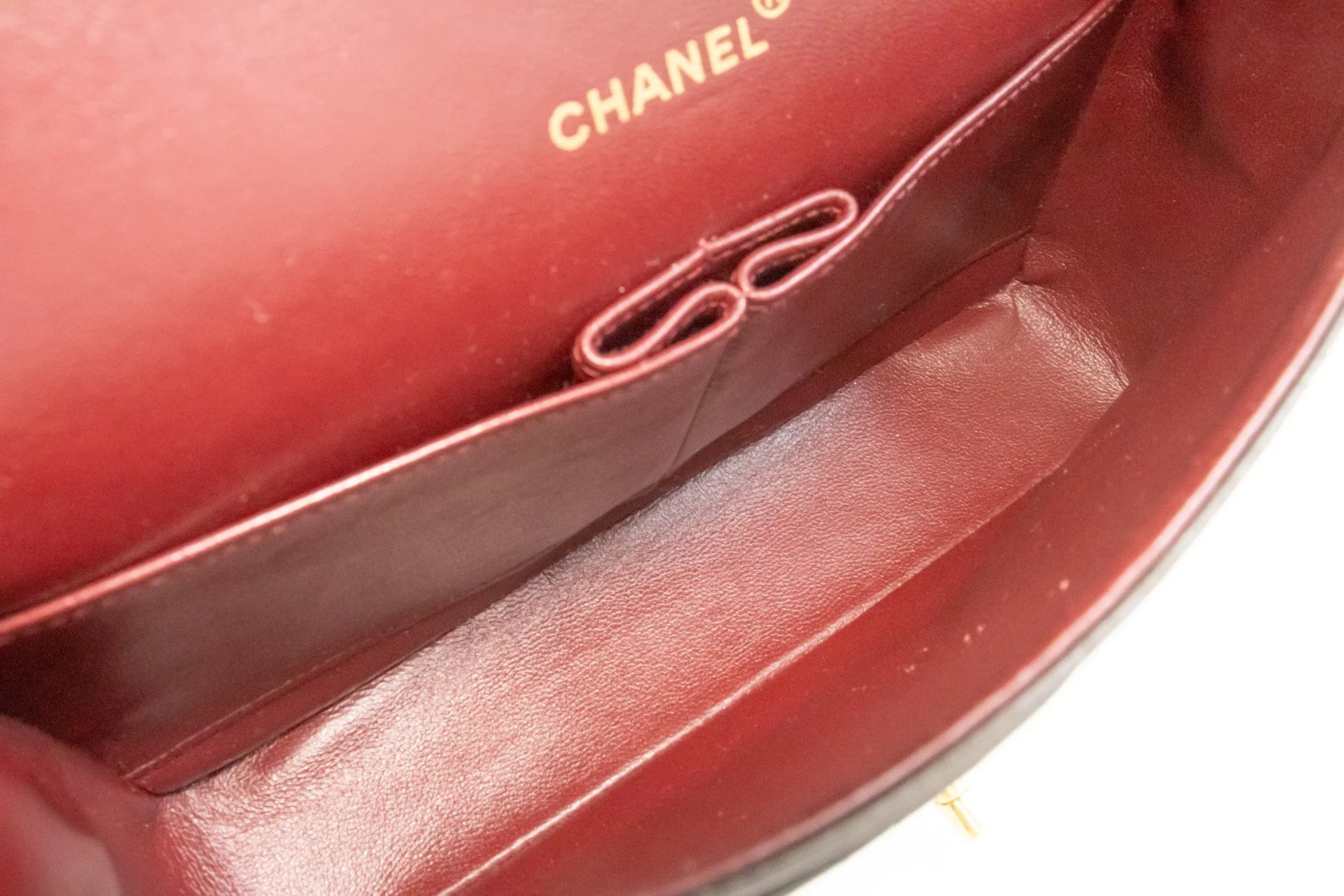 CHANEL Classic Double Flap 10" Chain Shoulder Bag Black Lambskin