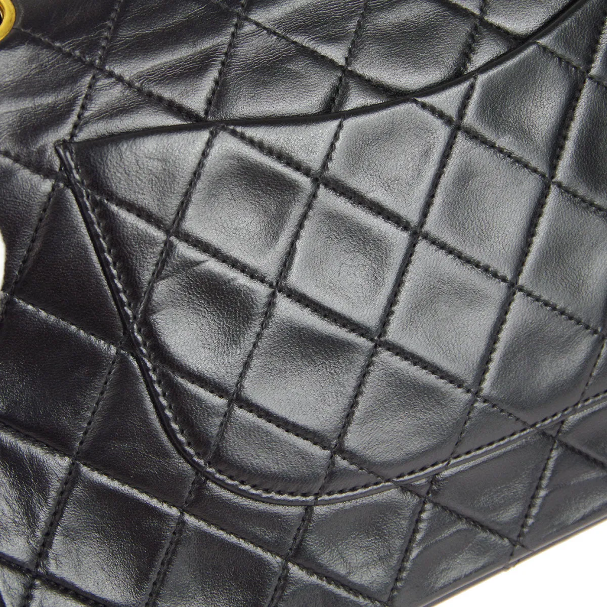 CHANEL Classic Double Flap Medium Shoulder Bag Black Lambskin 78308