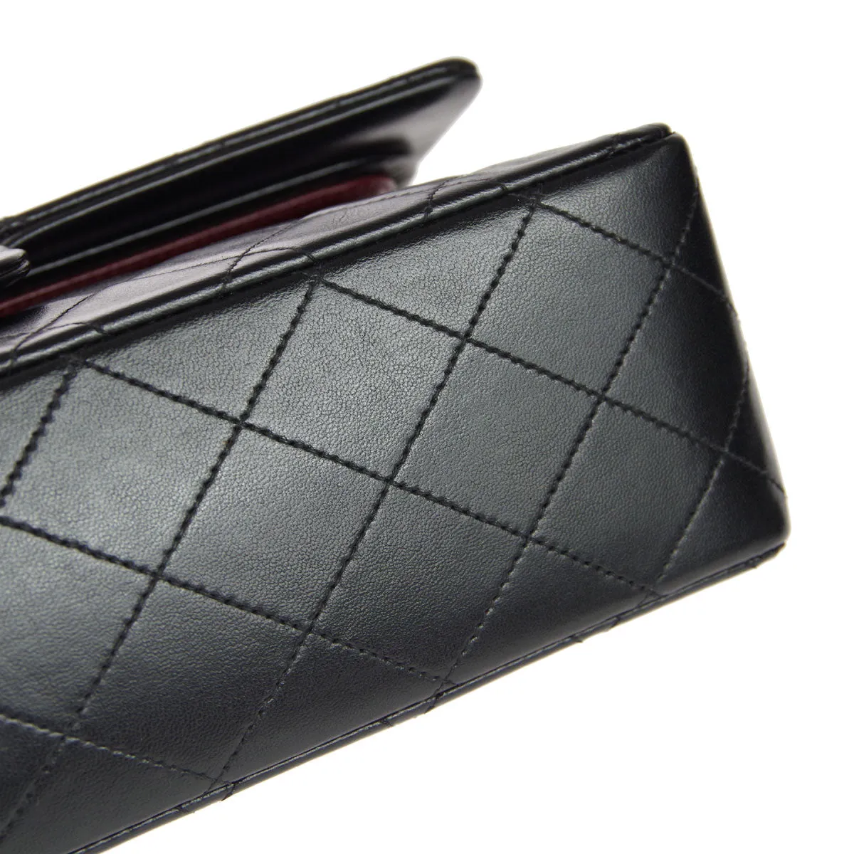 CHANEL Classic Double Flap Medium Shoulder Bag Black Lambskin 78308