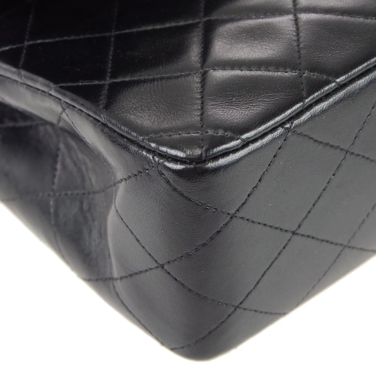 CHANEL Classic Double Flap Medium Shoulder Bag Black Lambskin 78308