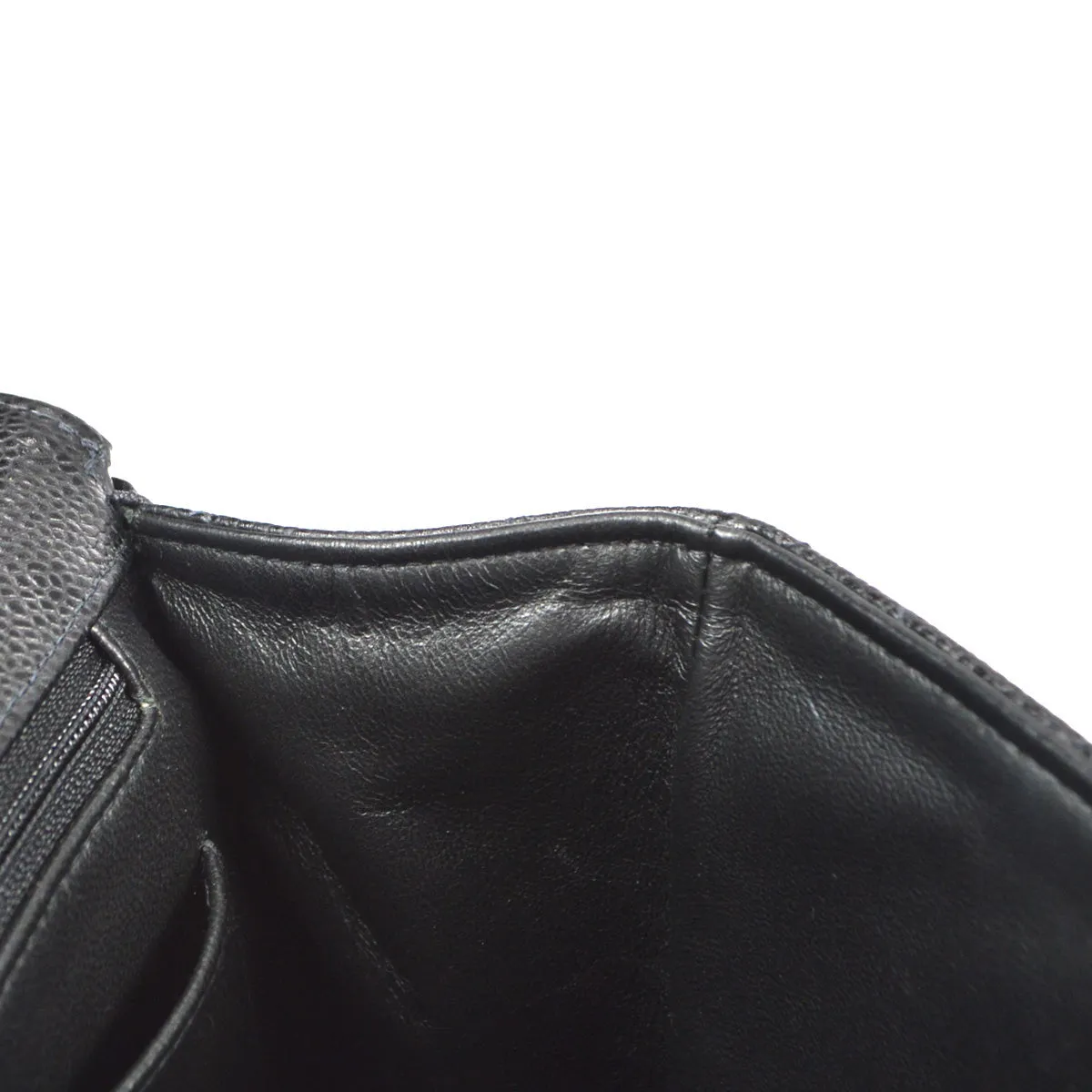 CHANEL Classic Flap Jumbo Double Chain Shoulder Bag Black Caviar 87978