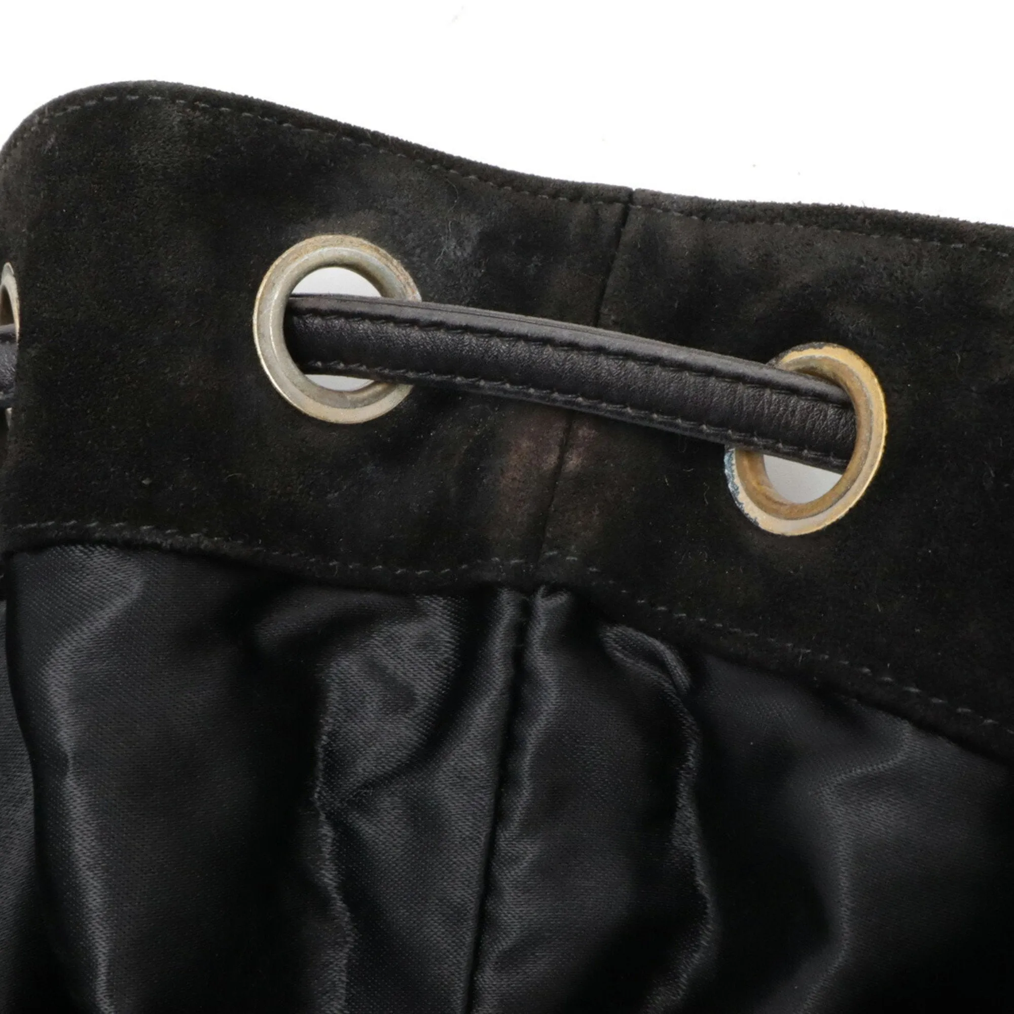 CHANEL Coco Mark Shoulder Bag Chain Suede Black