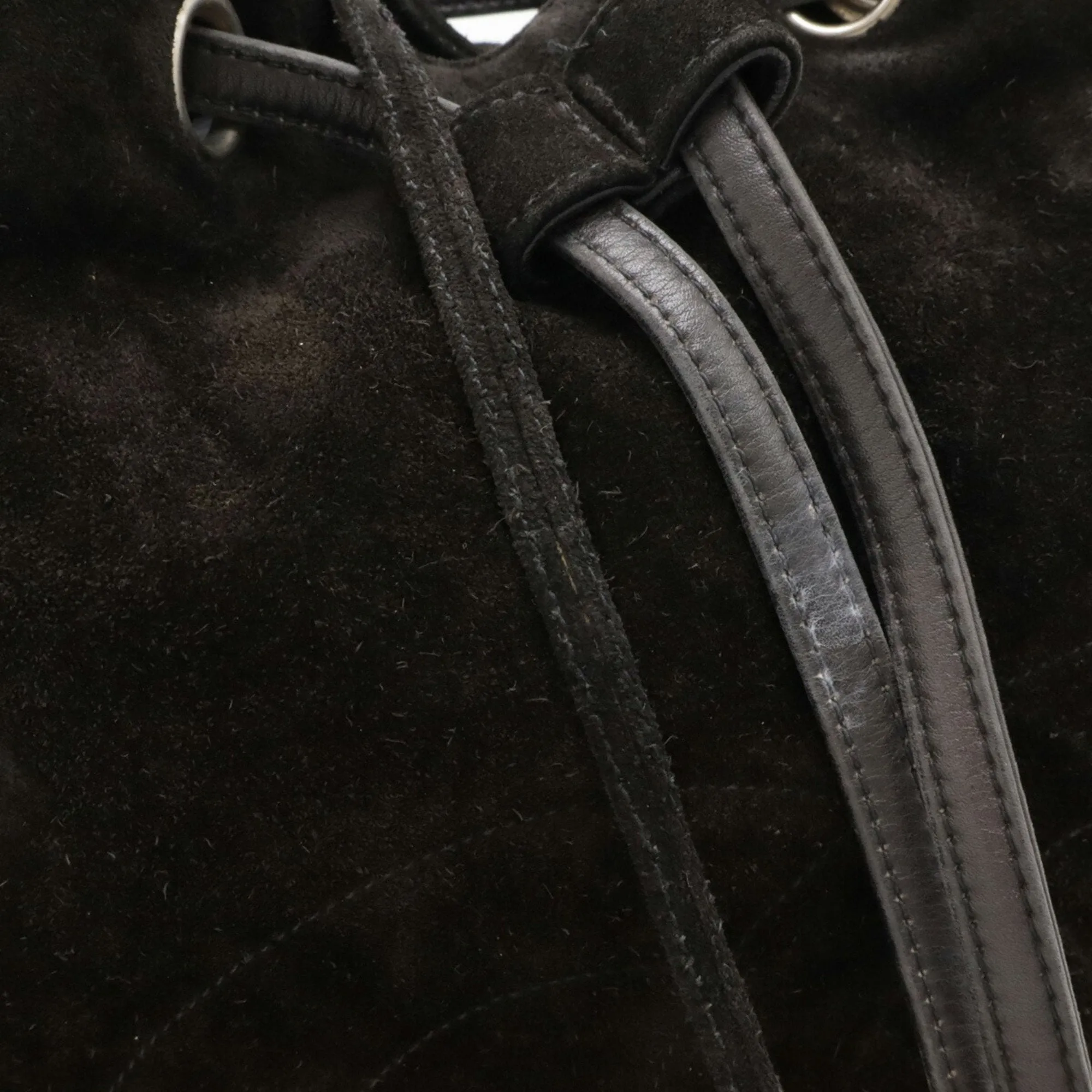 CHANEL Coco Mark Shoulder Bag Chain Suede Black