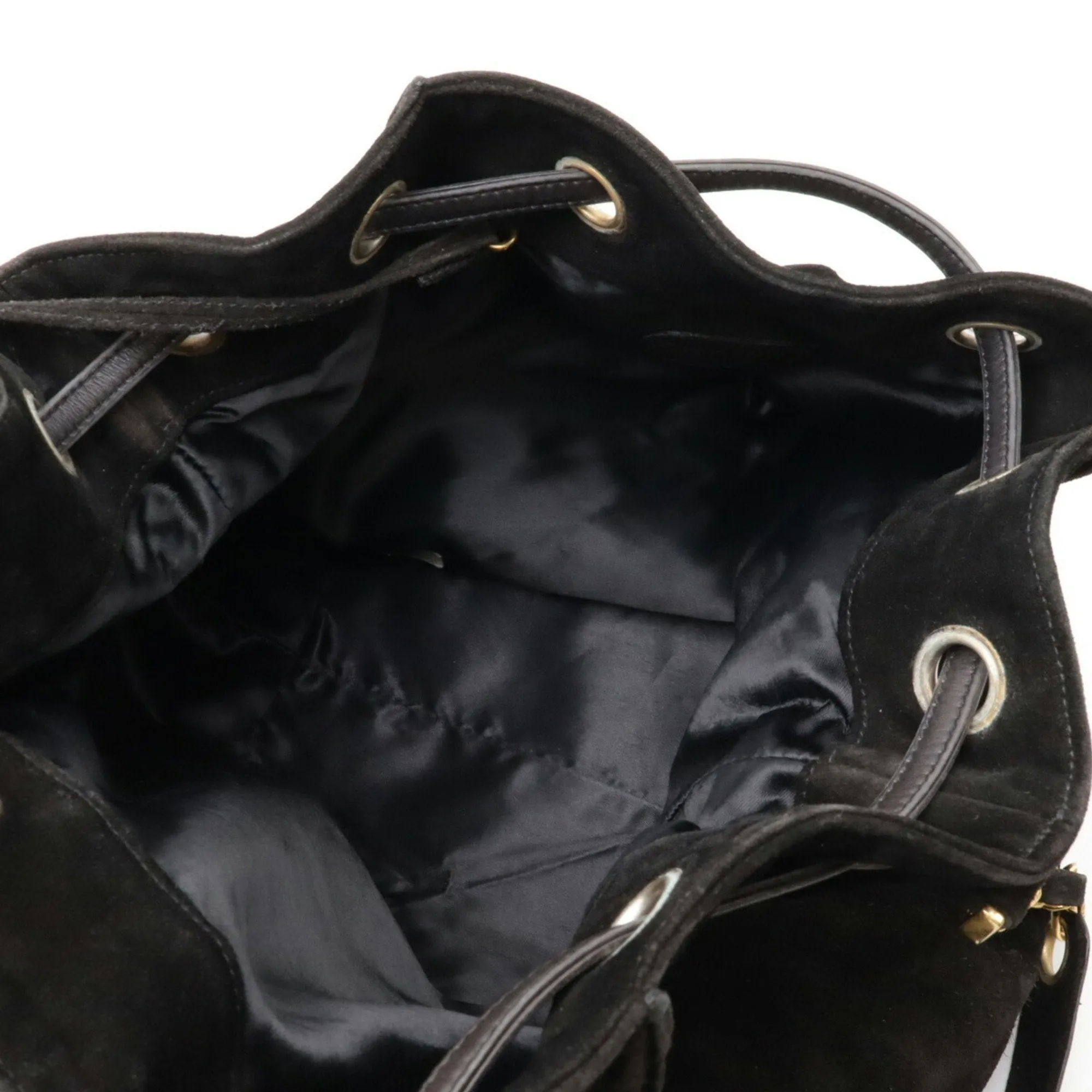 CHANEL Coco Mark Shoulder Bag Chain Suede Black