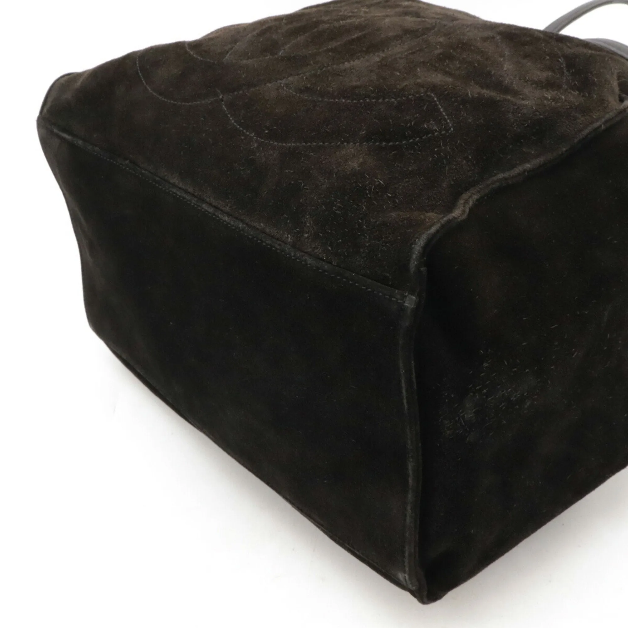 CHANEL Coco Mark Shoulder Bag Chain Suede Black