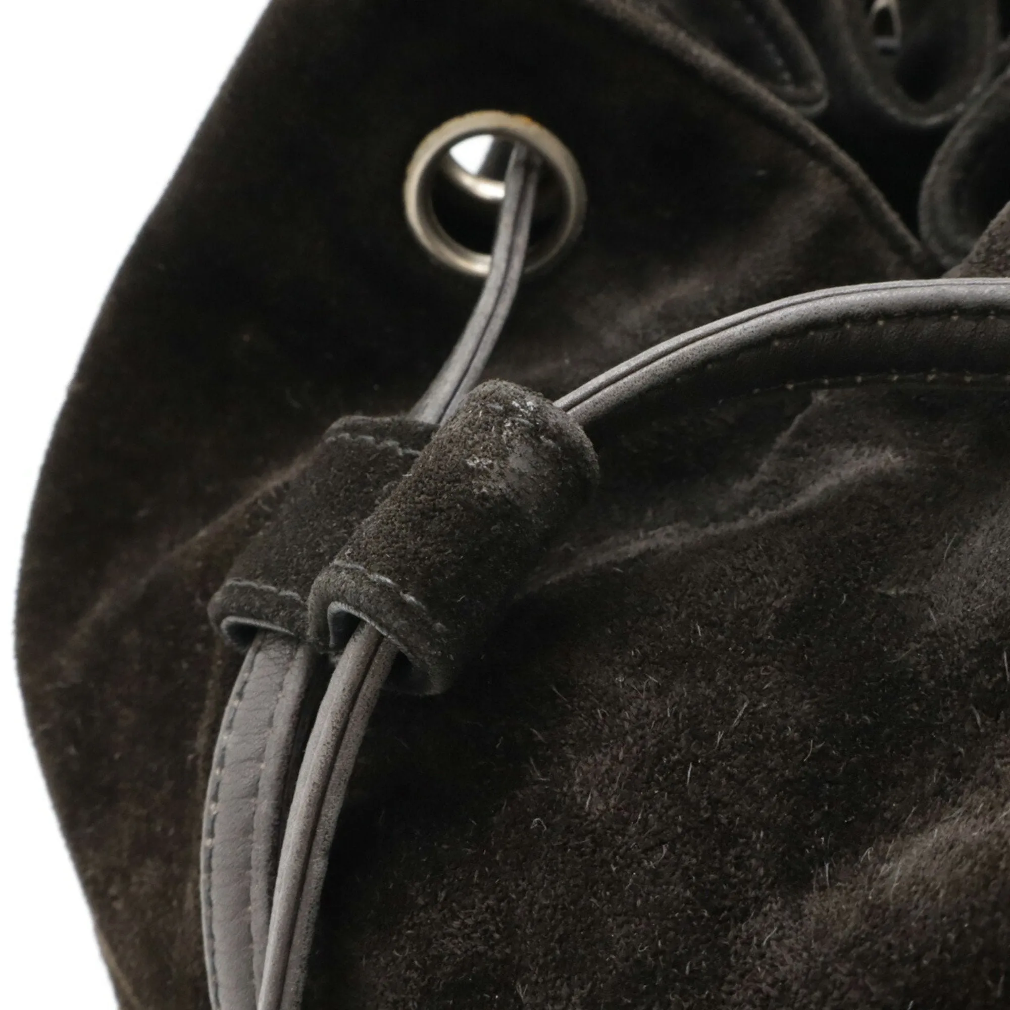 CHANEL Coco Mark Shoulder Bag Chain Suede Black