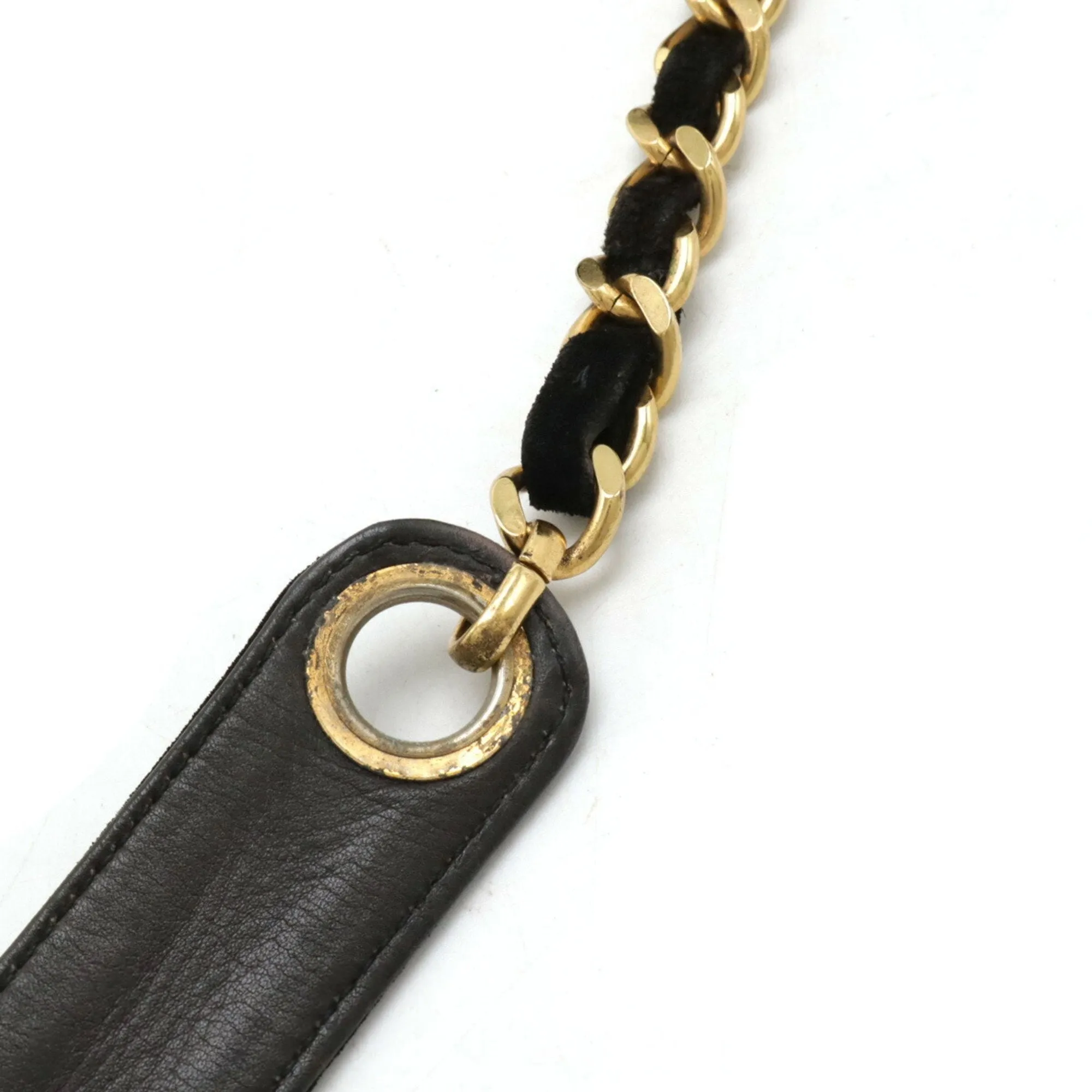 CHANEL Coco Mark Shoulder Bag Chain Suede Black