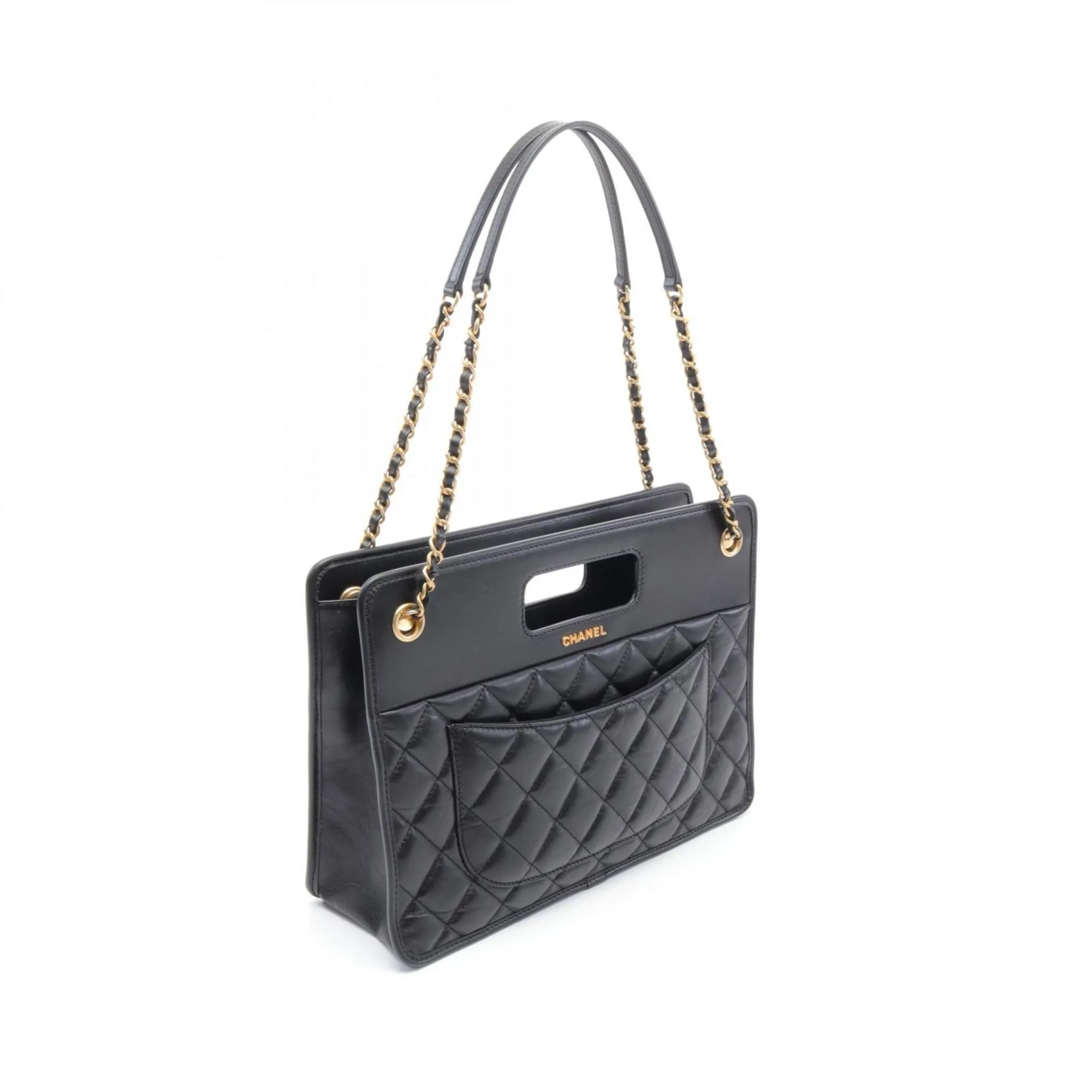 CHANEL Coco Mark Small Bag Matelasse Shoulder Leather Women's Black