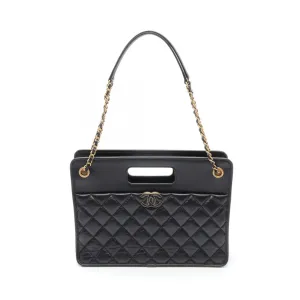CHANEL Coco Mark Small Bag Matelasse Shoulder Leather Women's Black