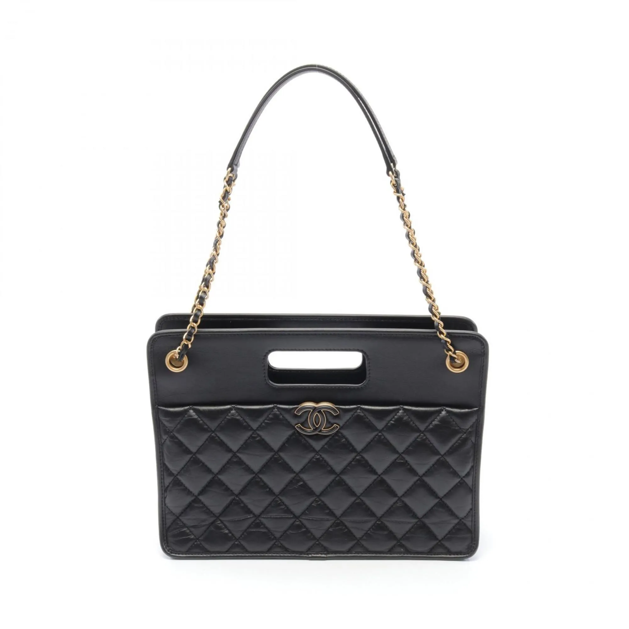 CHANEL Coco Mark Small Bag Matelasse Shoulder Leather Women's Black