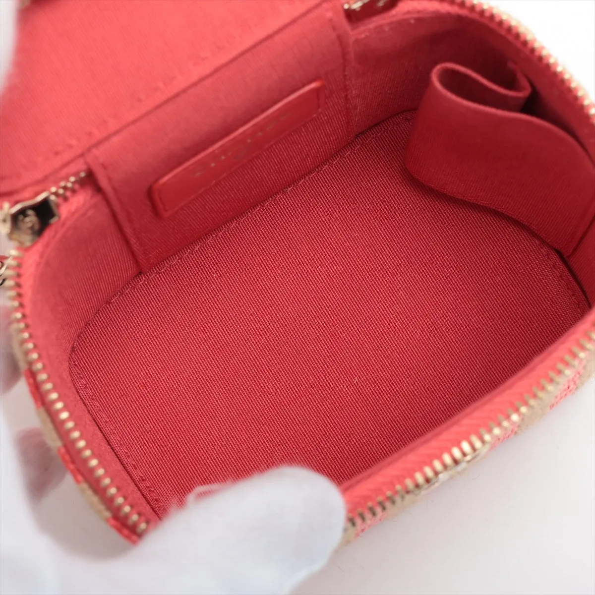 Chanel Coco Raphia Chain Shoulder Bag Vanity Beige X Red Silver G  31st Series