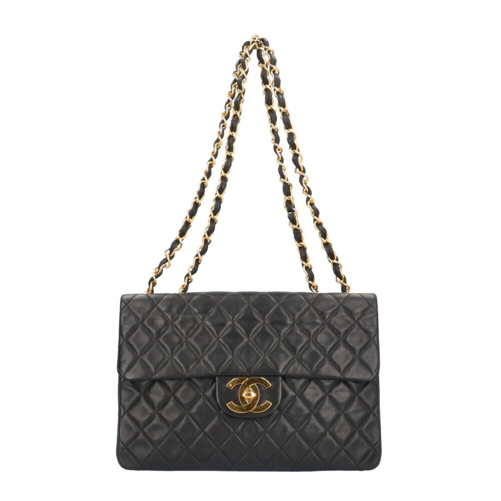 Chanel Deca Matelasse 34 Shoulder Bag Lambskin Black Women's CHANEL Chain