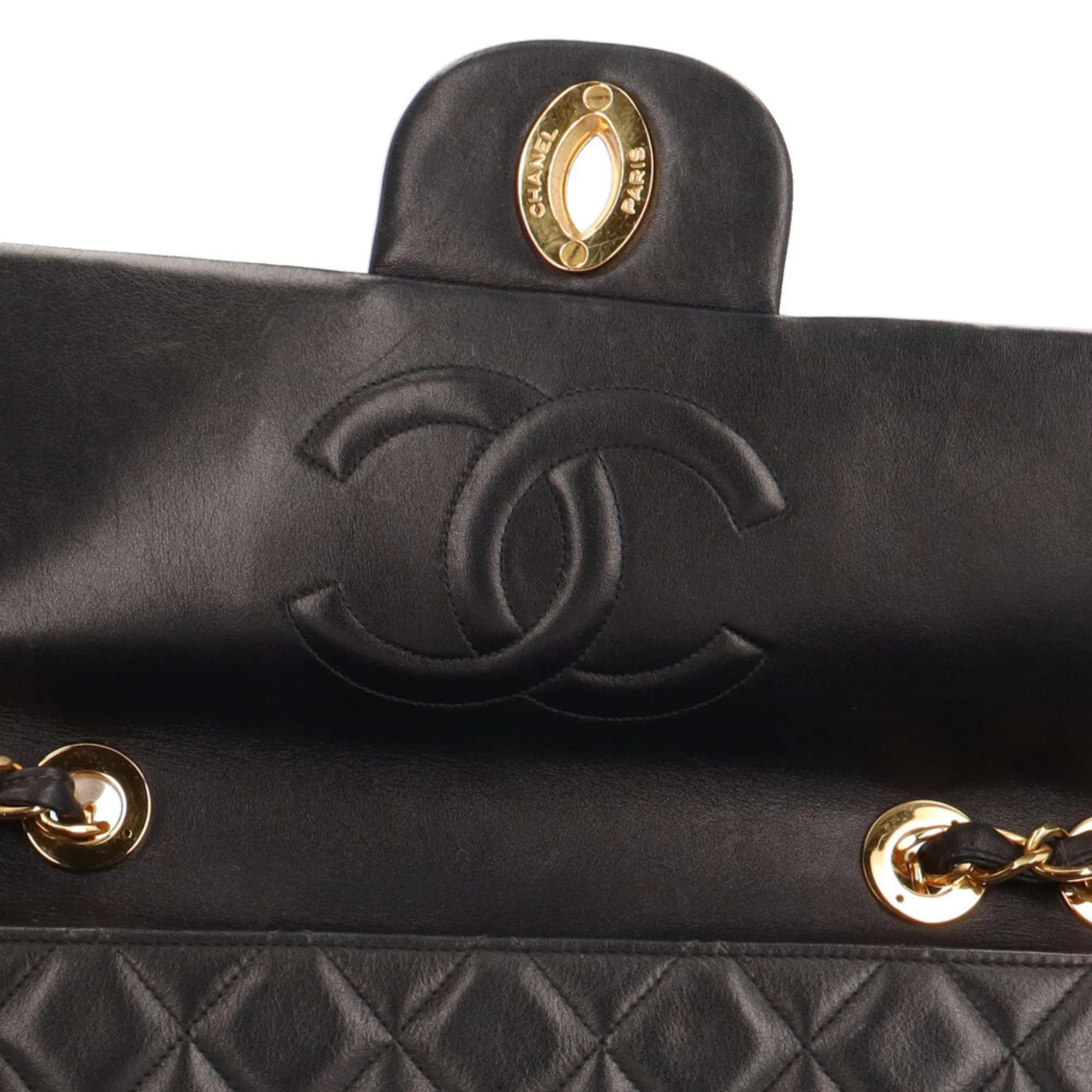 Chanel Deca Matelasse 34 Shoulder Bag Lambskin Black Women's CHANEL Chain