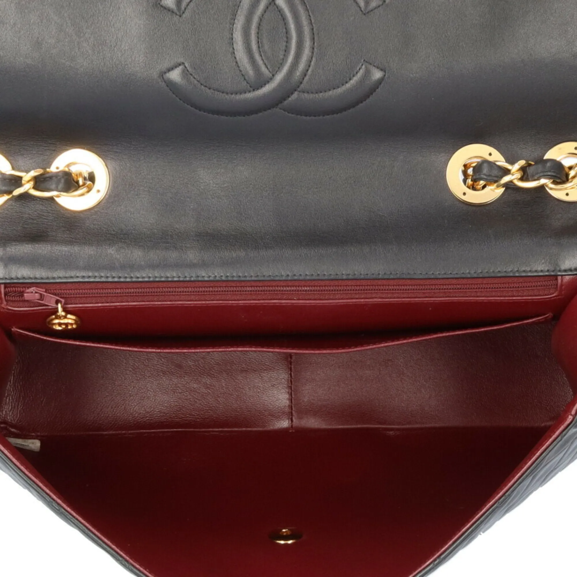 Chanel Deca Matelasse 34 Shoulder Bag Lambskin Black Women's CHANEL Chain