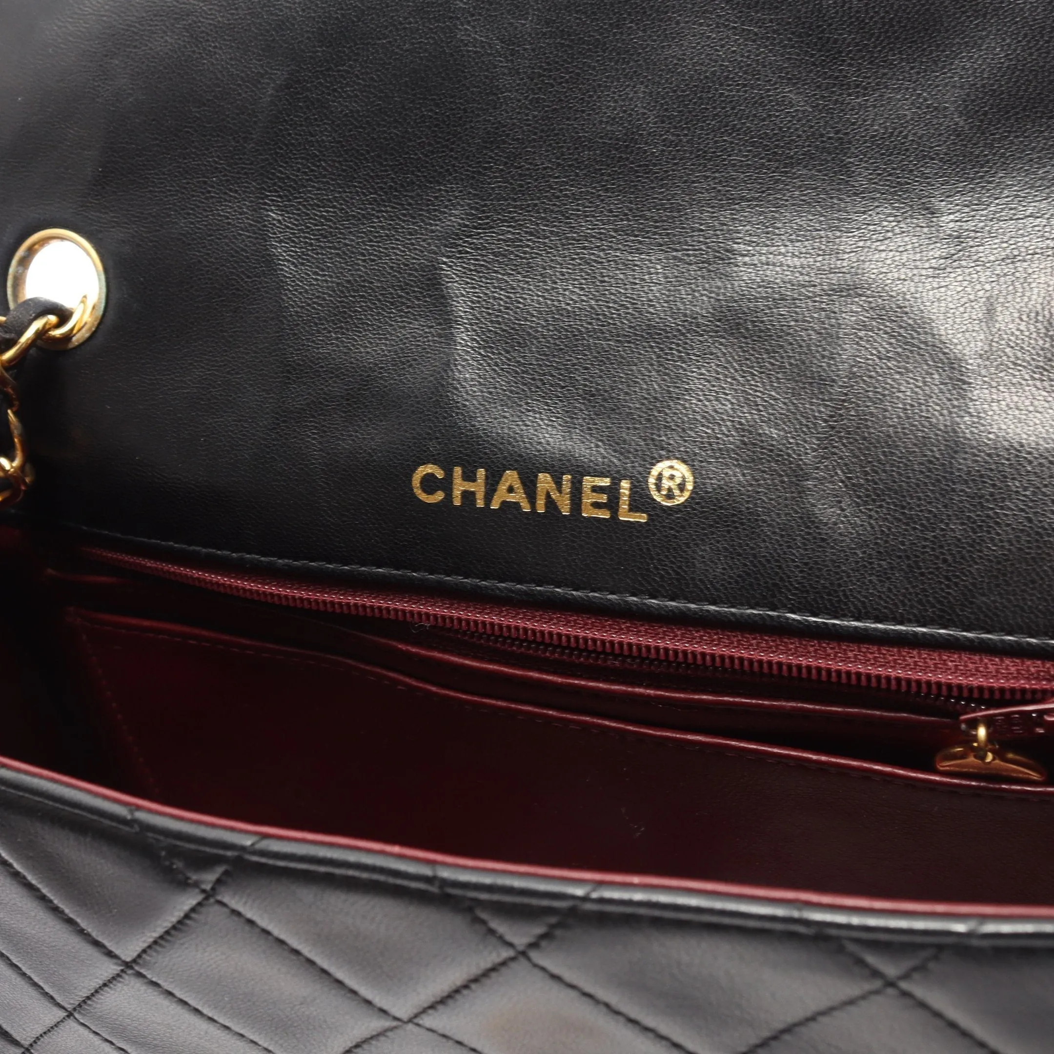 Chanel Diana Flap Chain Shoulder Bag Lambskin Black Gold Hardware Vintage 875930