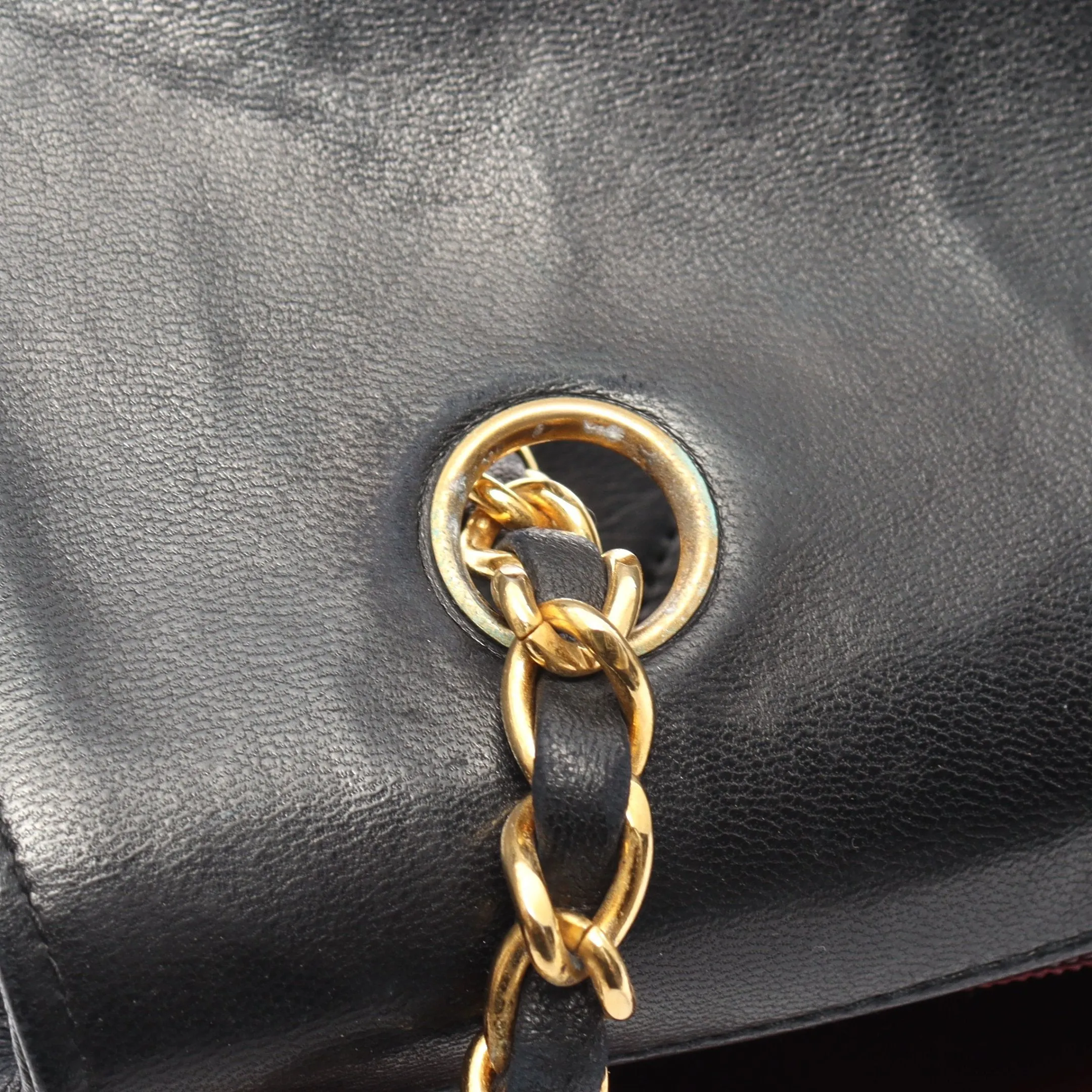 Chanel Diana Flap Chain Shoulder Bag Lambskin Black Gold Hardware Vintage 875930