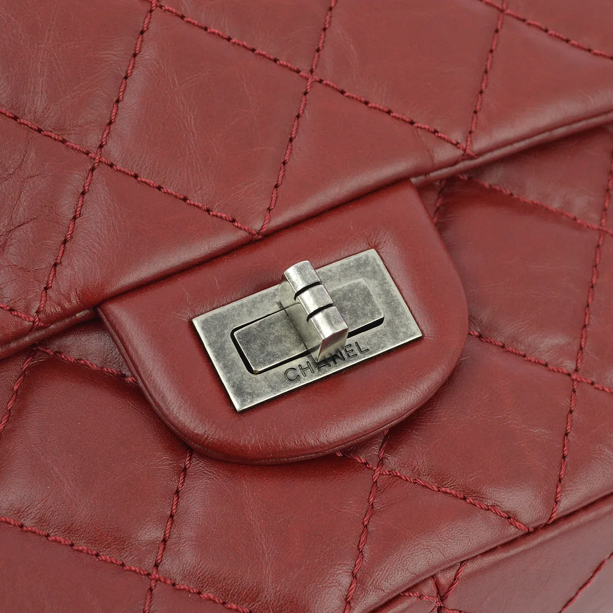 Chanel Red Calfskin 2.55 Classic Double Flap Shoulder Bag