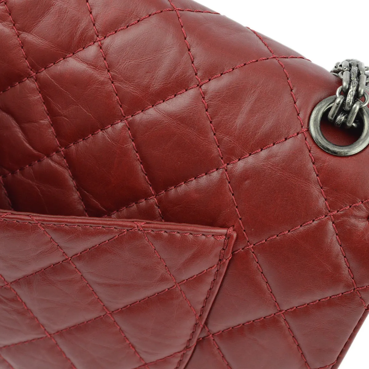 Chanel Red Calfskin 2.55 Classic Double Flap Shoulder Bag