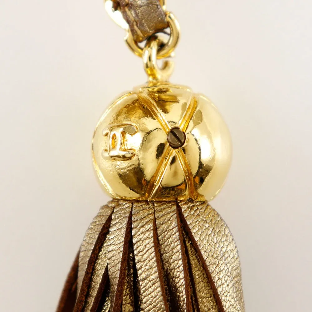 CHANEL Shoulder Bag A03727 lambskin gold Matrasse Fringe ChainShoulder Women Used