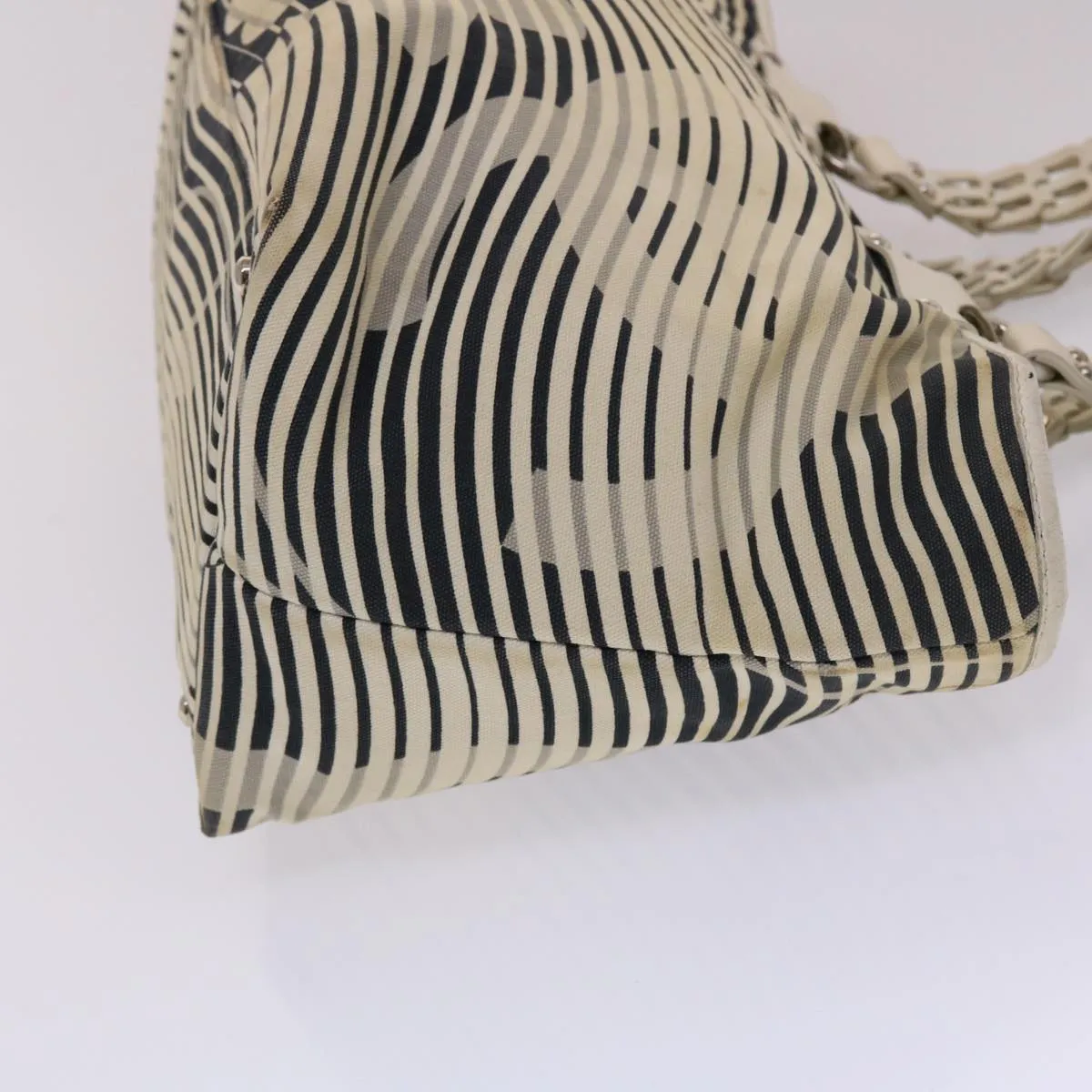 CHANEL Shoulder Bag Canvas White CC Auth bs6944