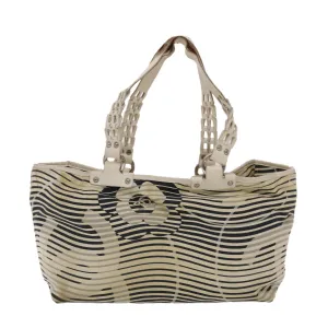 CHANEL Shoulder Bag Canvas White CC Auth bs6944