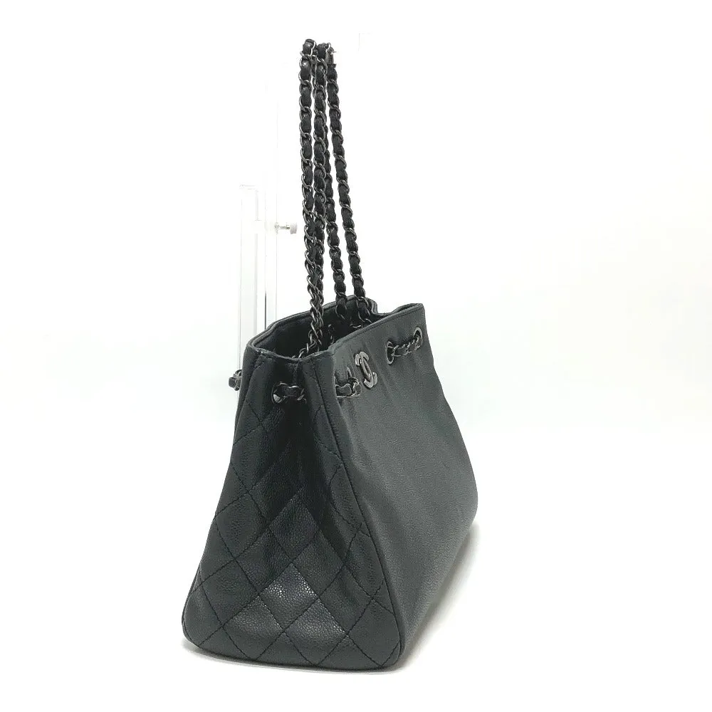 CHANEL Shoulder Bag Caviar skin gray CC COCO Mark Tote Bag Women Used