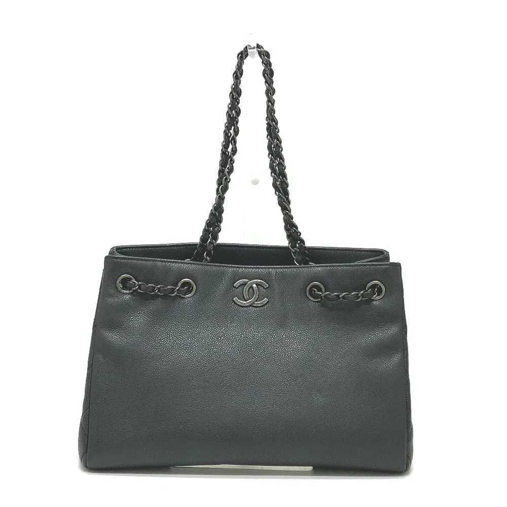 CHANEL Shoulder Bag Caviar skin gray CC COCO Mark Tote Bag Women Used