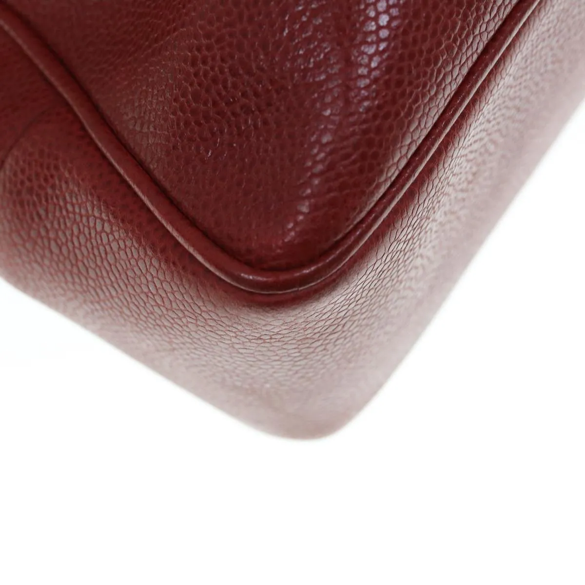 CHANEL Shoulder Bag Caviar Skin Red CC Auth bs11402
