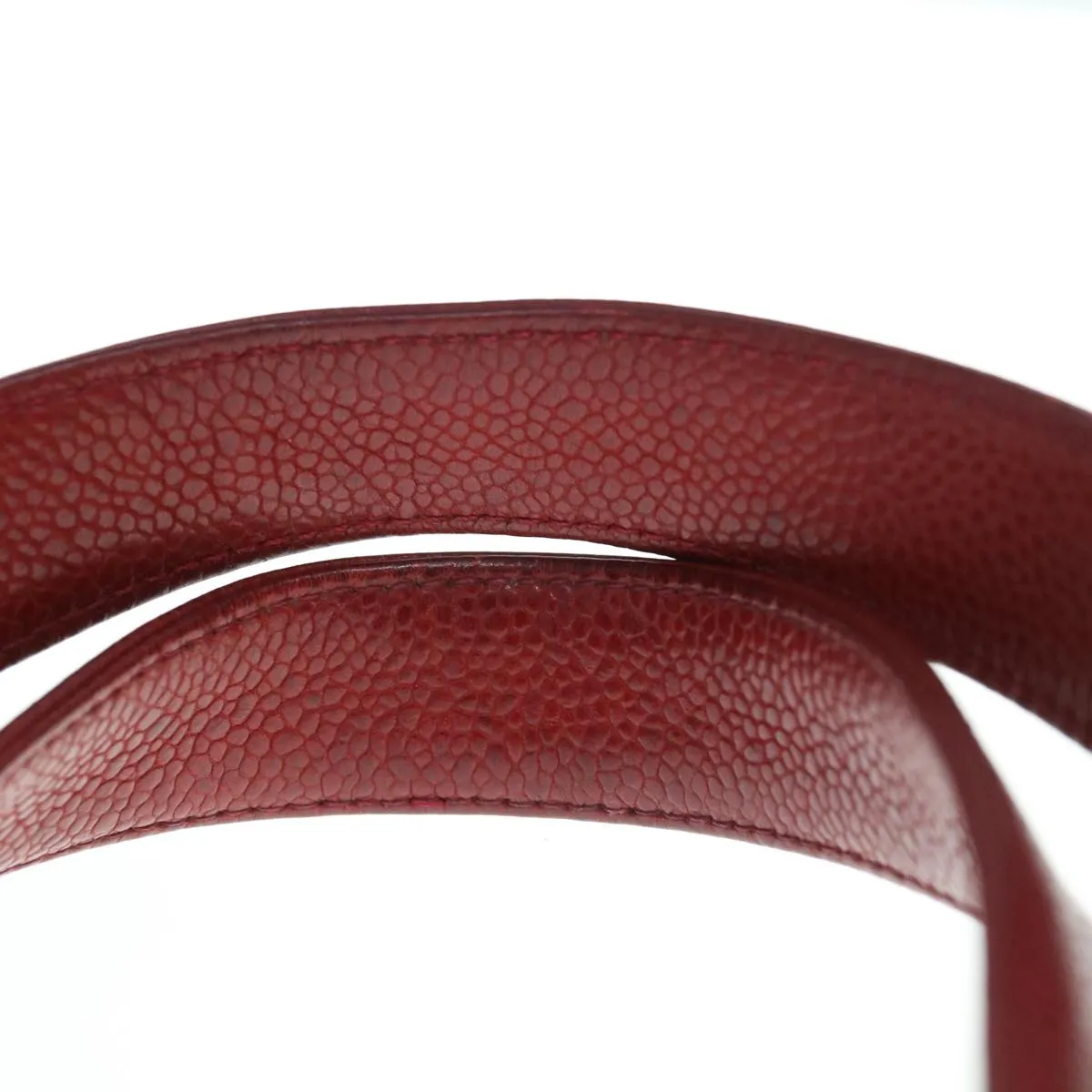 CHANEL Shoulder Bag Caviar Skin Red CC Auth bs11402