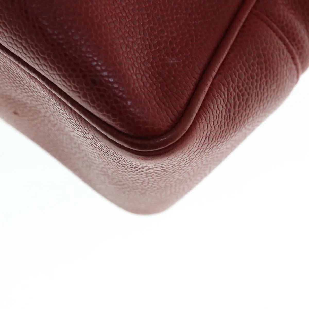 CHANEL Shoulder Bag Caviar Skin Red CC Auth bs11402