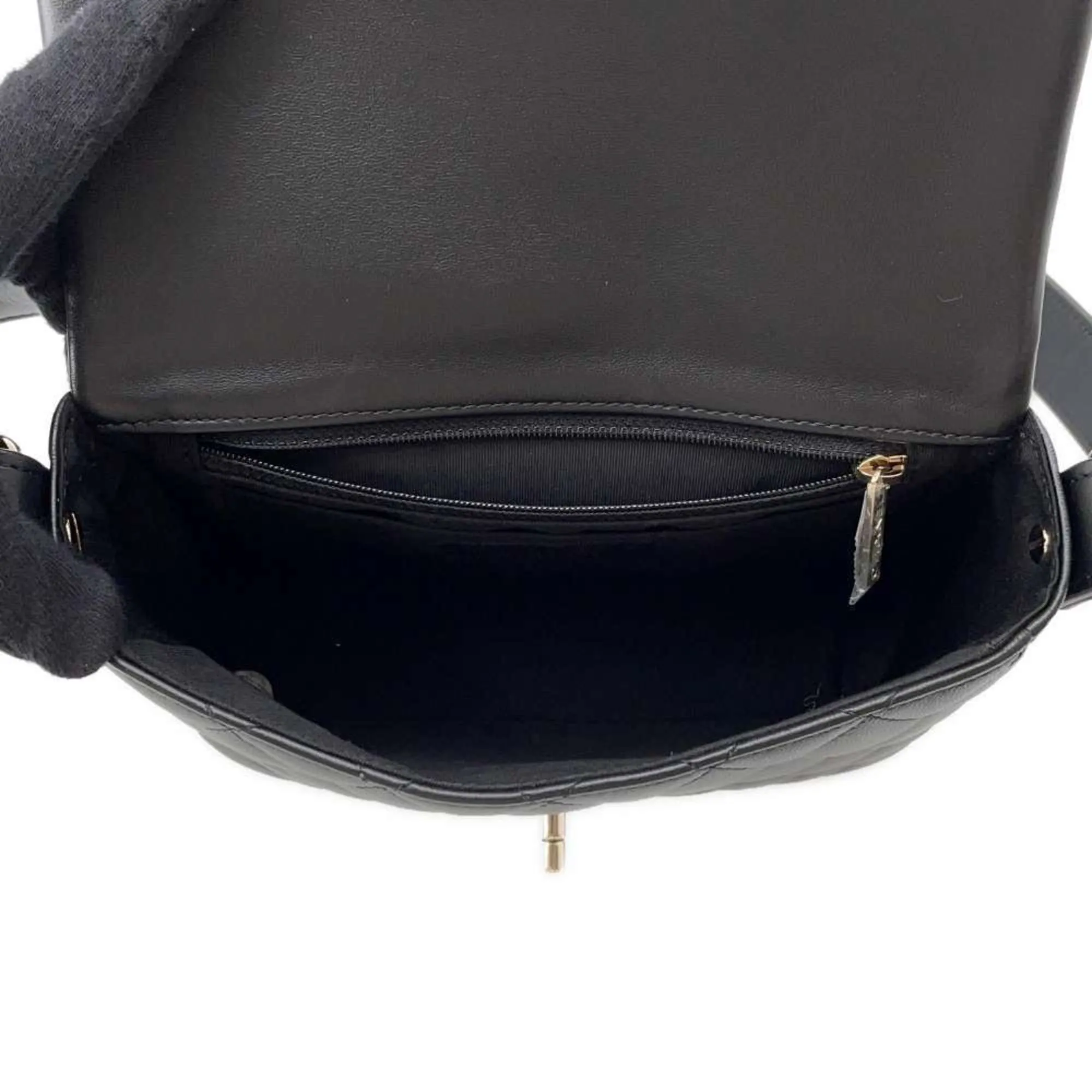 Chanel Shoulder Bag Coco Mark Matelasse Ruffle Leather AS1737 CHANEL Black