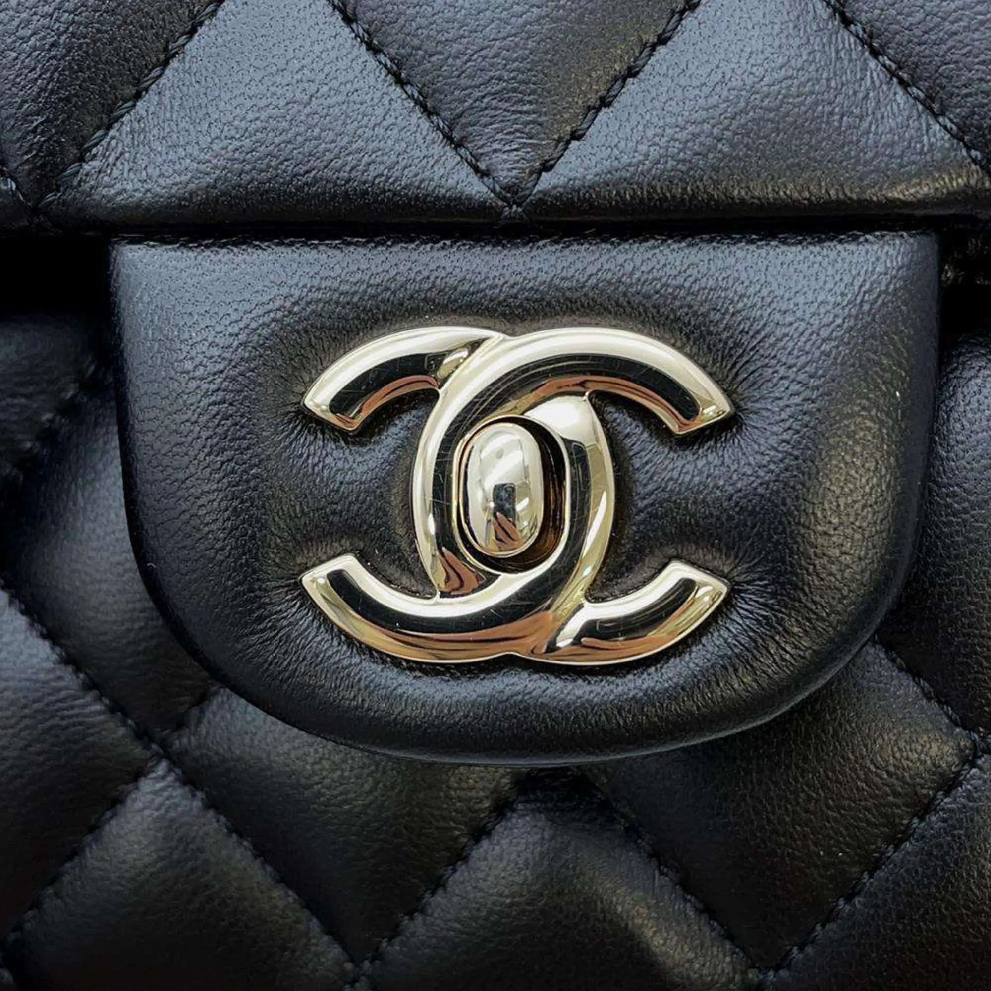 Chanel Shoulder Bag Coco Mark Matelasse Ruffle Leather AS1737 CHANEL Black