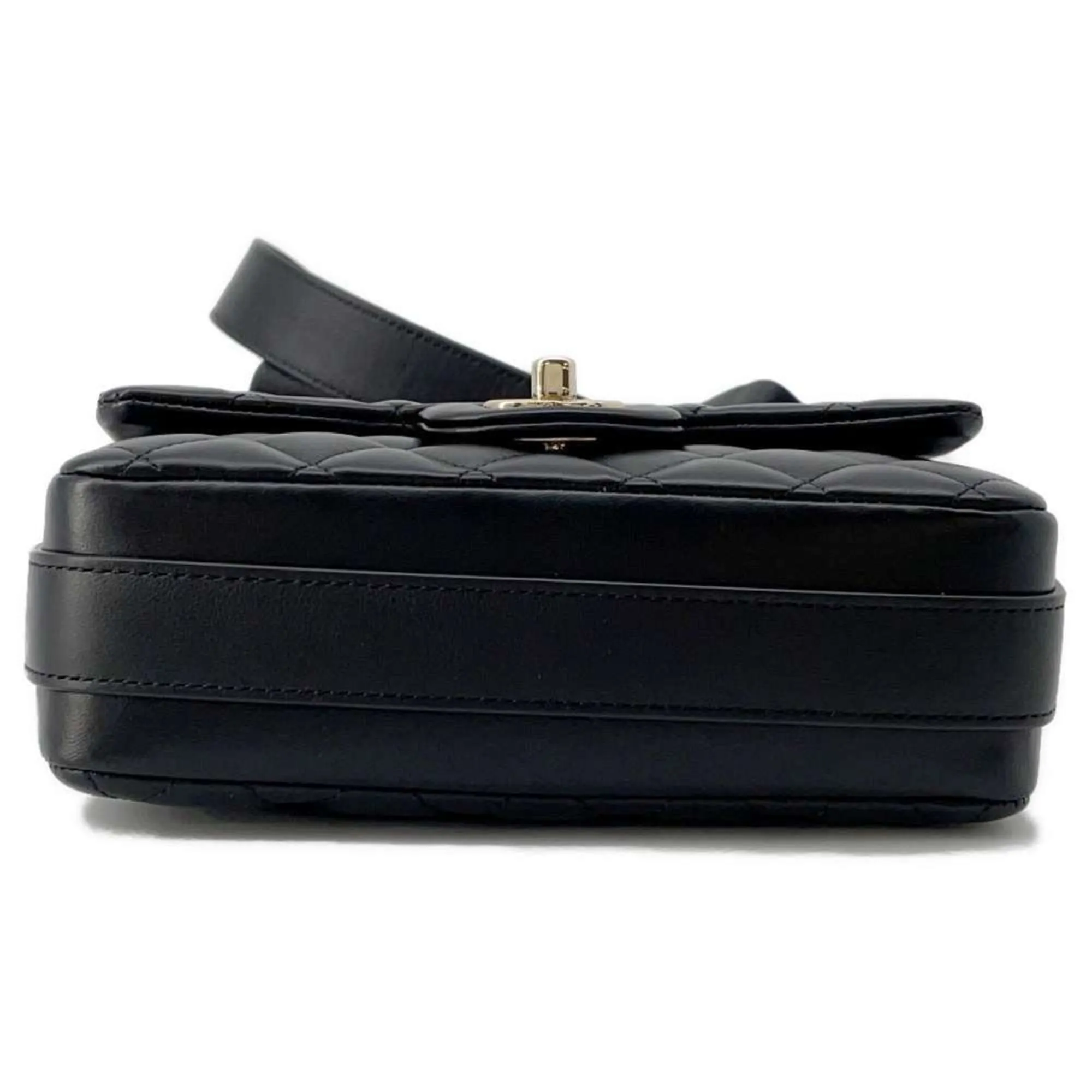 Chanel Shoulder Bag Coco Mark Matelasse Ruffle Leather AS1737 CHANEL Black