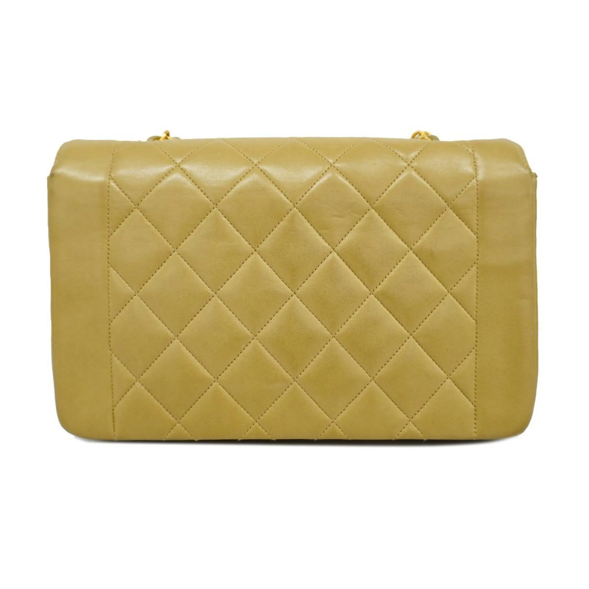 Chanel Shoulder Bag Diana Chain Lambskin Beige Women's