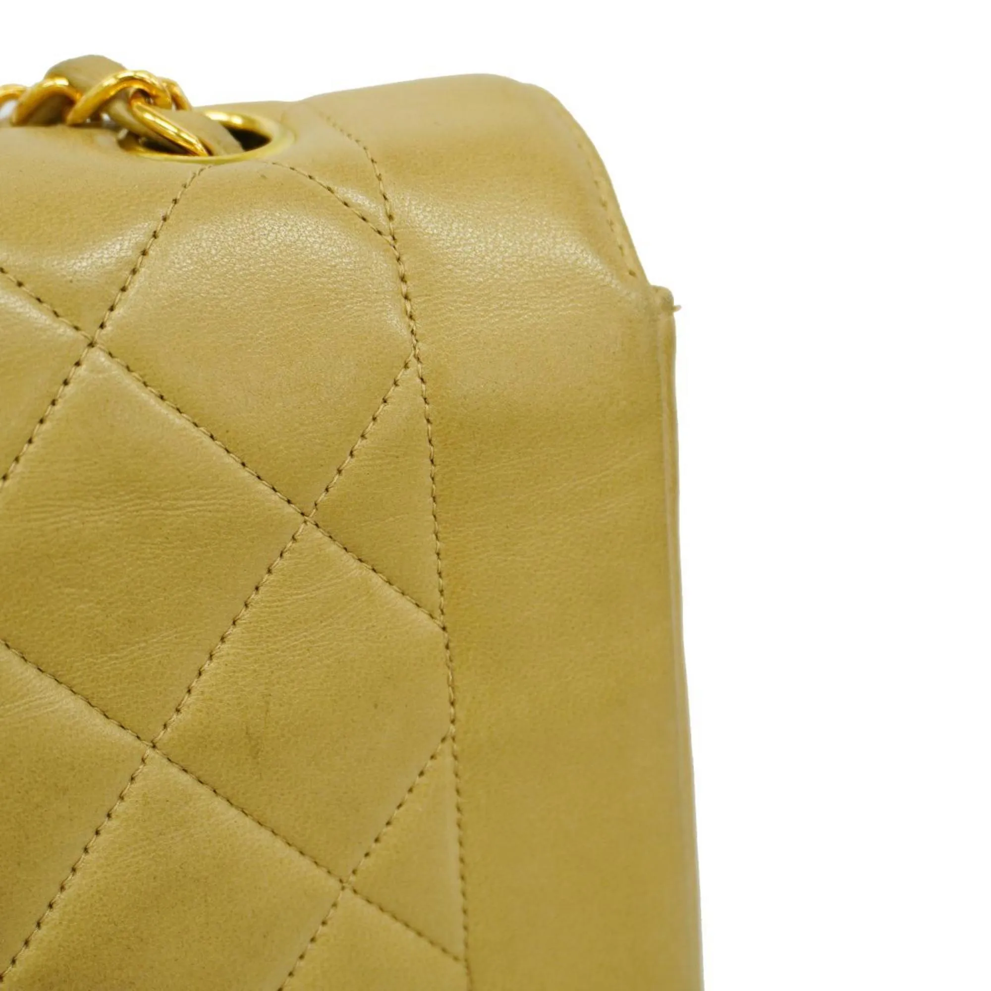 Chanel Shoulder Bag Diana Chain Lambskin Beige Women's