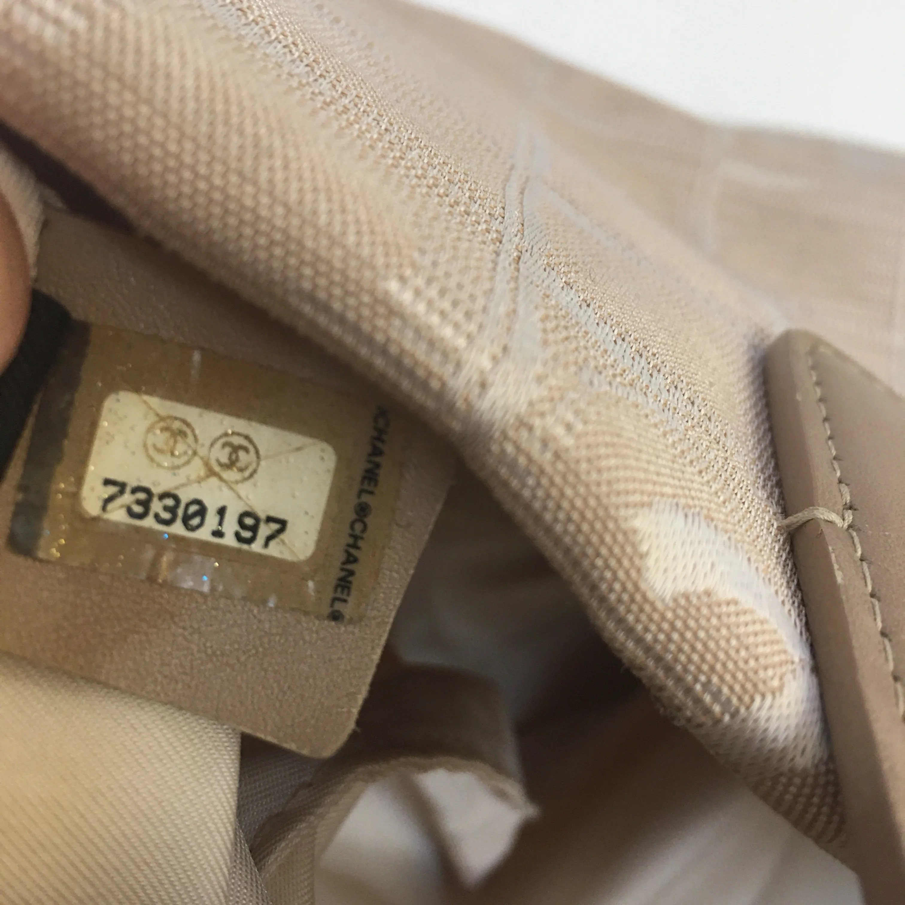 CHANEL Shoulder Bag in Beige Fabric