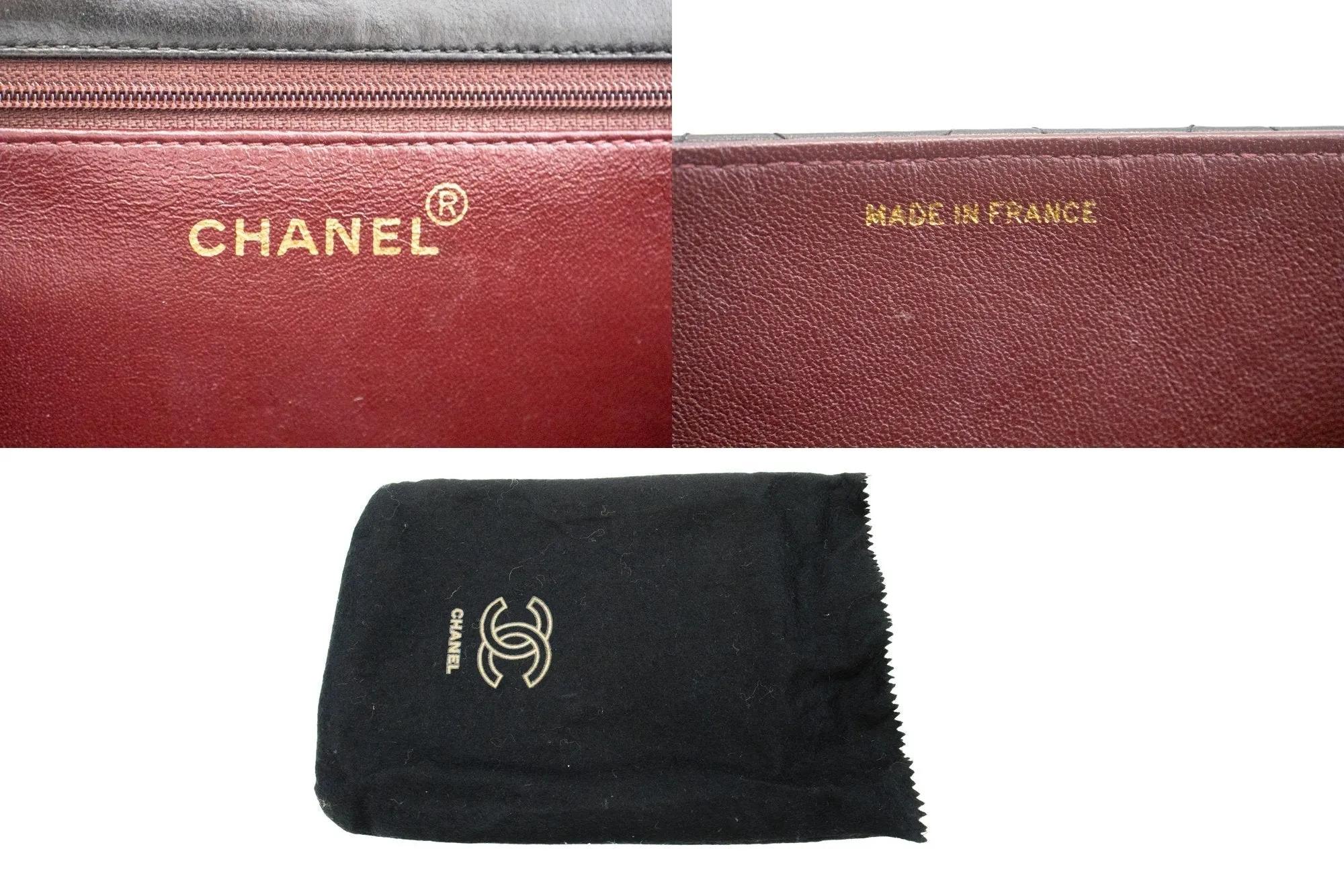 CHANEL Small Chain Shoulder Bag Clutch Black Quilted Flap Lambskin