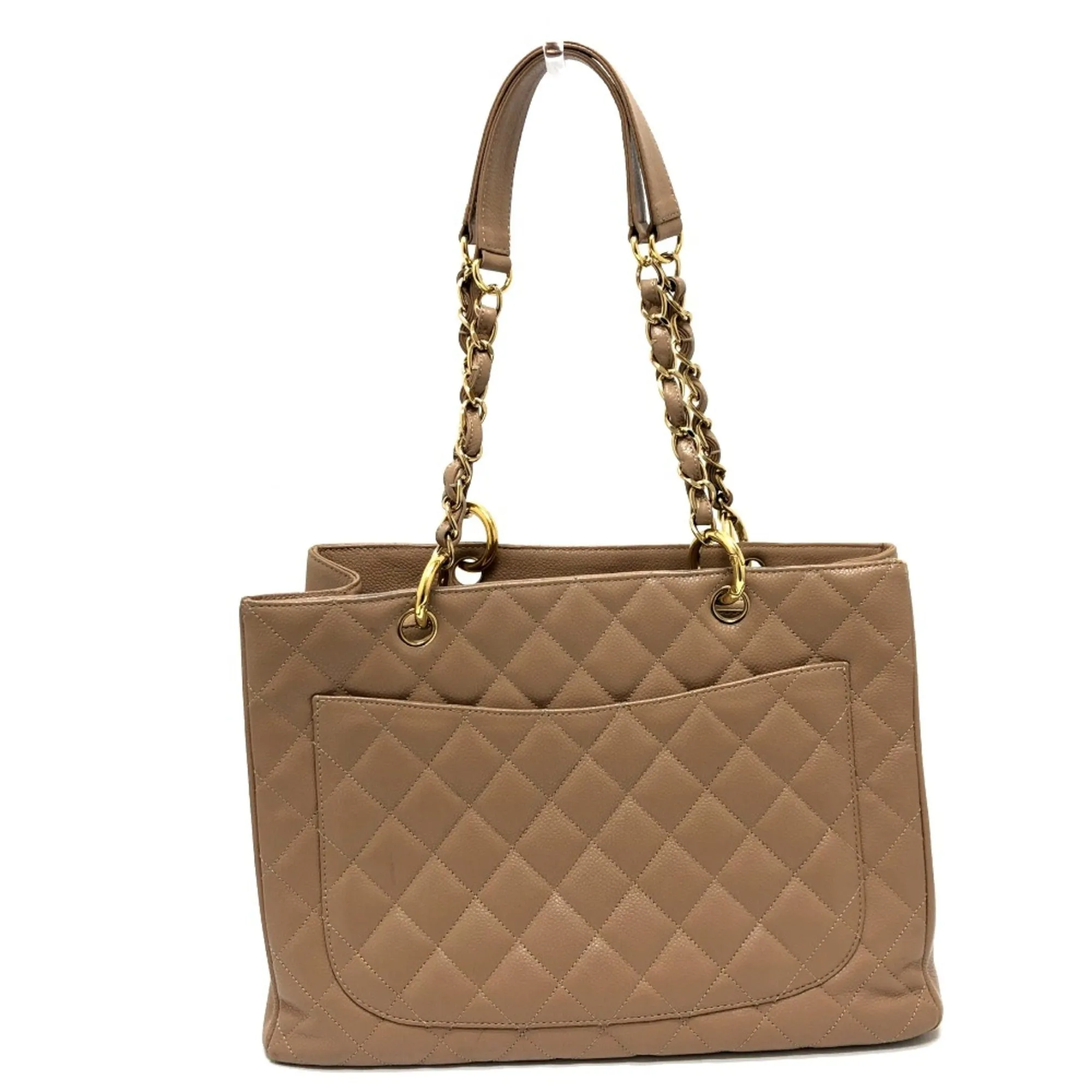 Chanel Tote Bag Double Chain Bags Shoulder Bag Beige GoldHardware