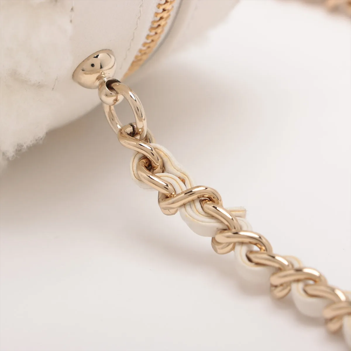 Chanel V Stitch Chain Shoulder Bag Round White G  28th