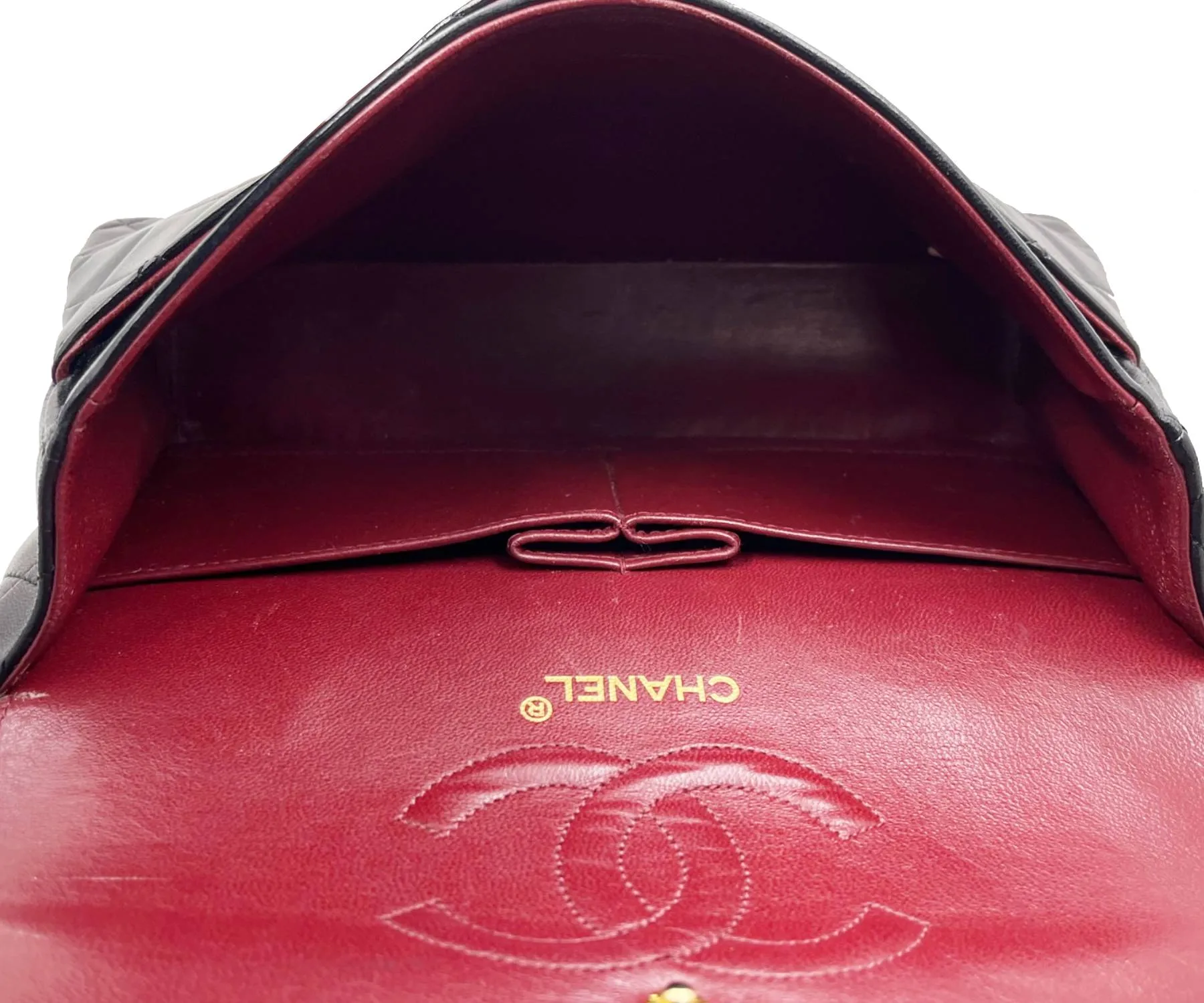 CHANEL Vintage Classic Timeless Double Flap Lambskin 10" Shoulder Bag