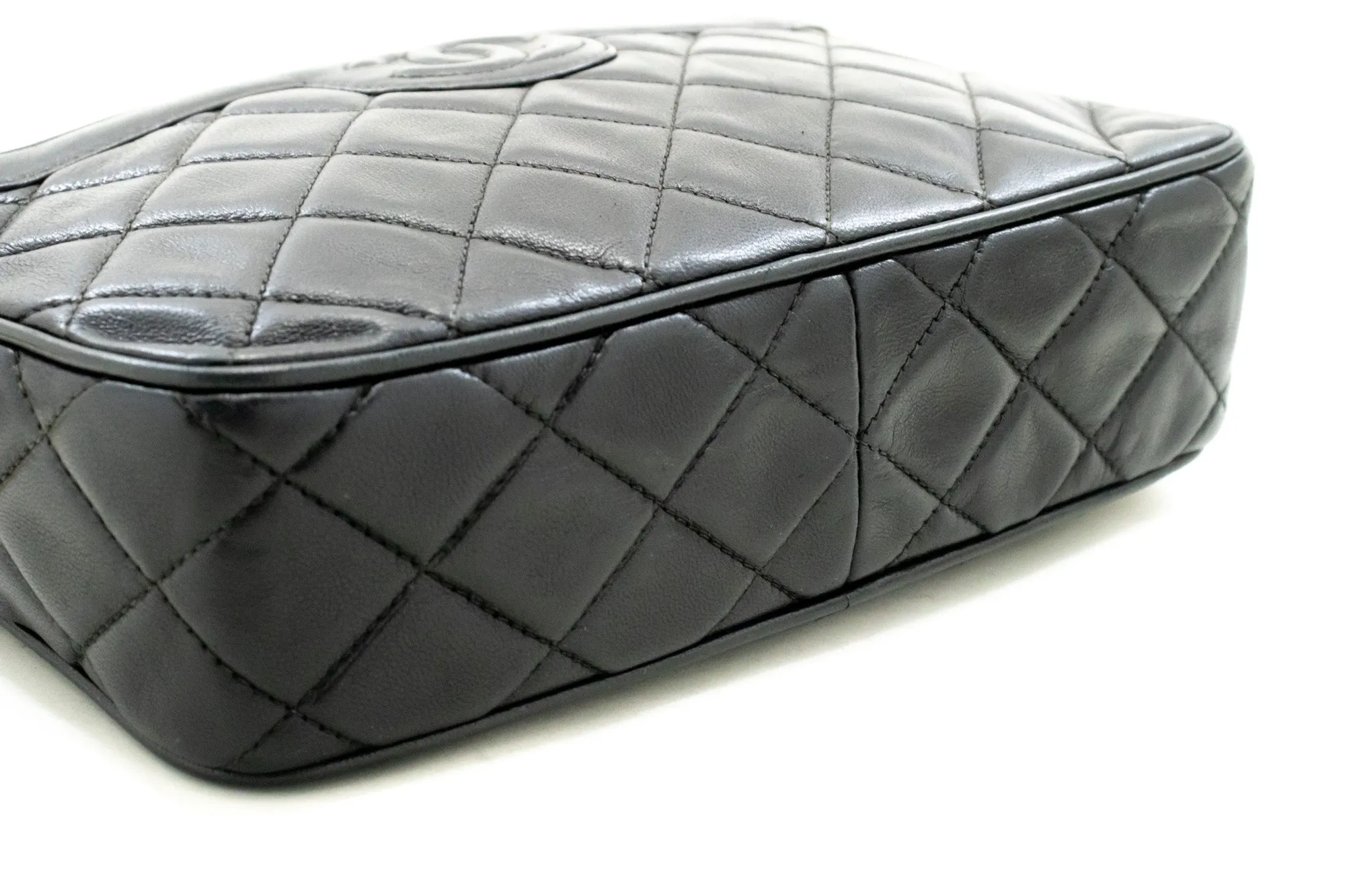 CHANEL Vintage Tassel Chain Shoulder Bag Black Quilted Zipper Lamb